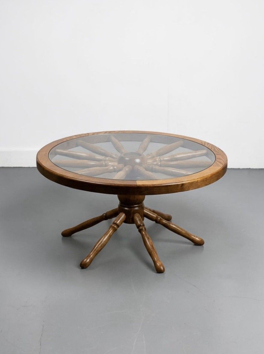 Vintage Oak Ships Wheel Coffee Table Mid Century C1950s Very Funky photo buy
