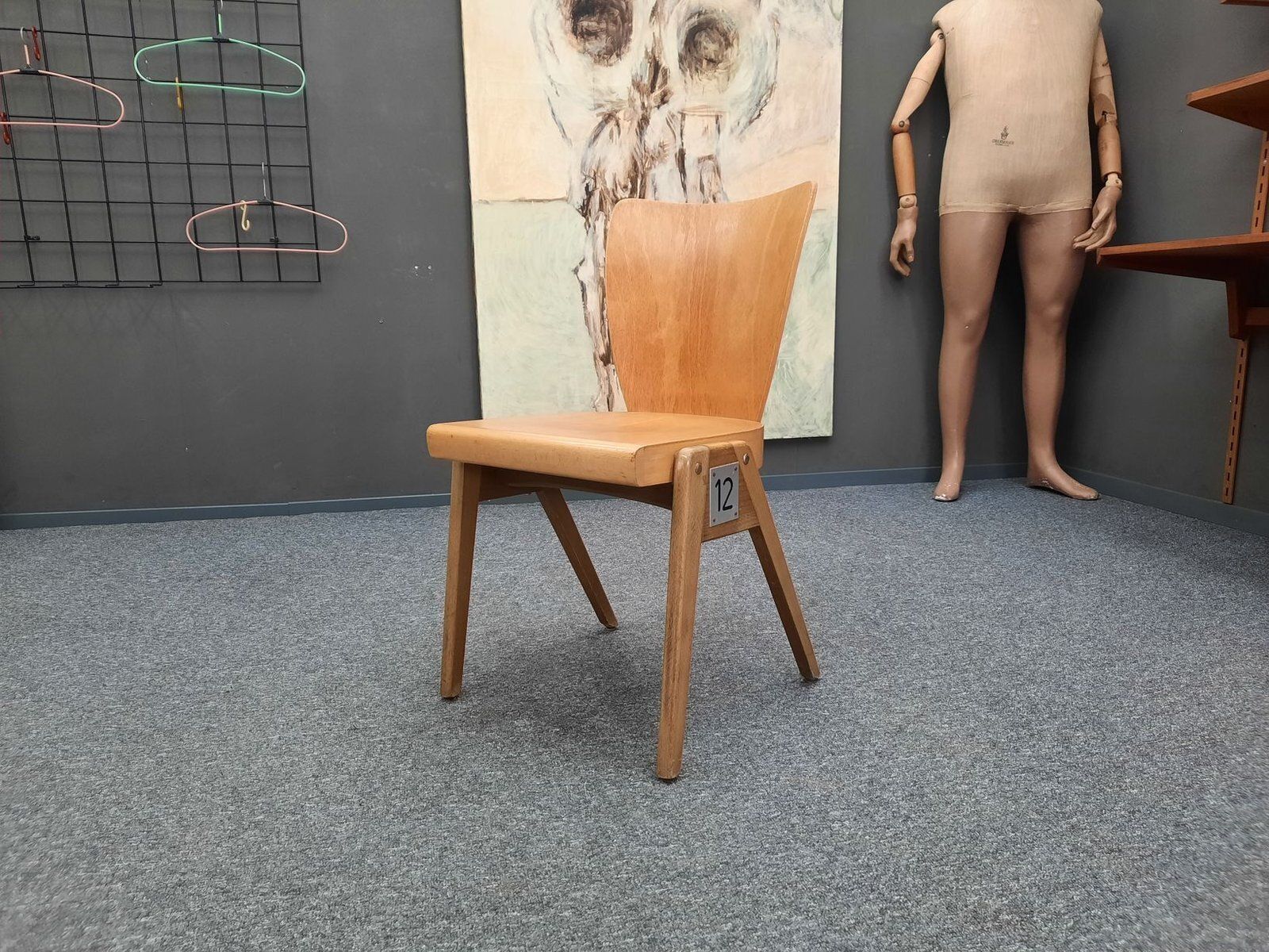 Mid Century Plywood Stackable Dining Chair From Kaderer München, 1950s photo furniture
