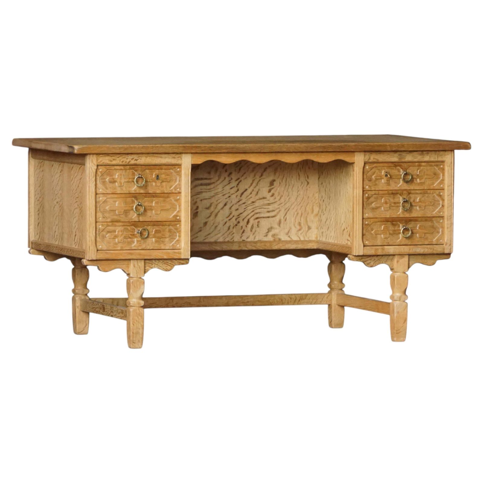 Freestanding Desk In Oak, Danish Mid Century Modern, Henning Kjærnulf, 1950s