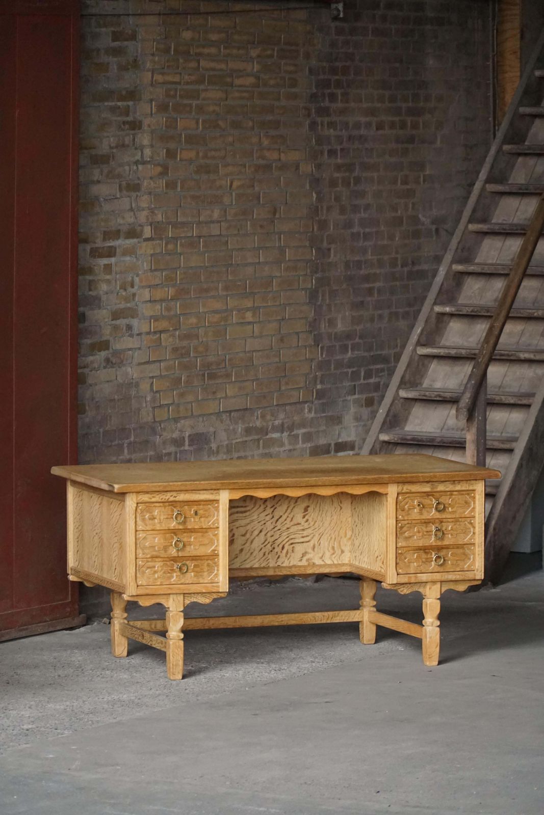 Freestanding Desk In Oak, Danish Mid Century Modern, Henning Kjærnulf, 1950s photo Furniture