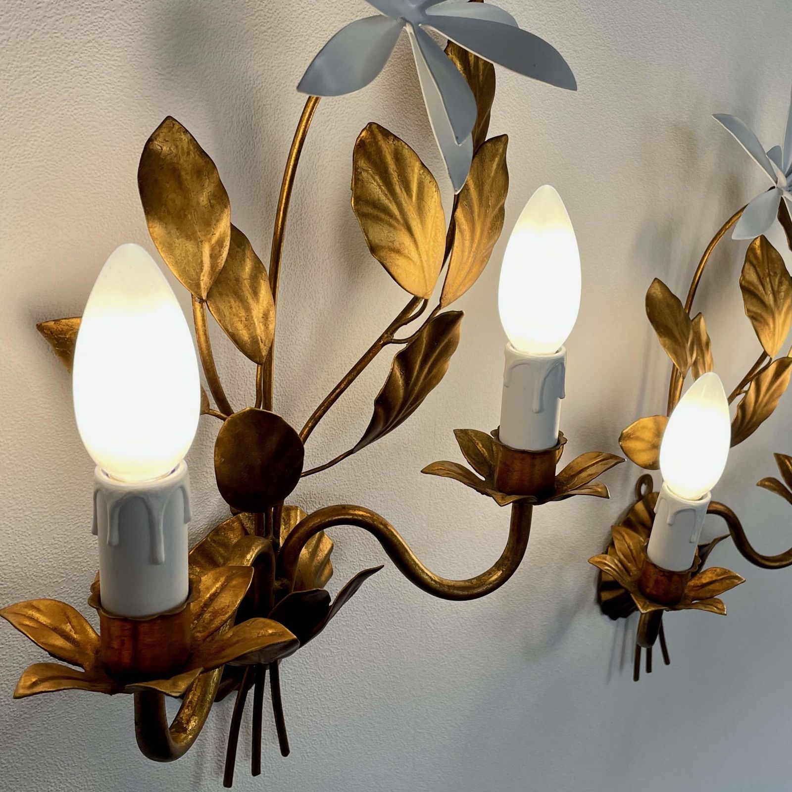 Gilt Floral Wall Lights By Maison Bagues, France 1950s photo vintage