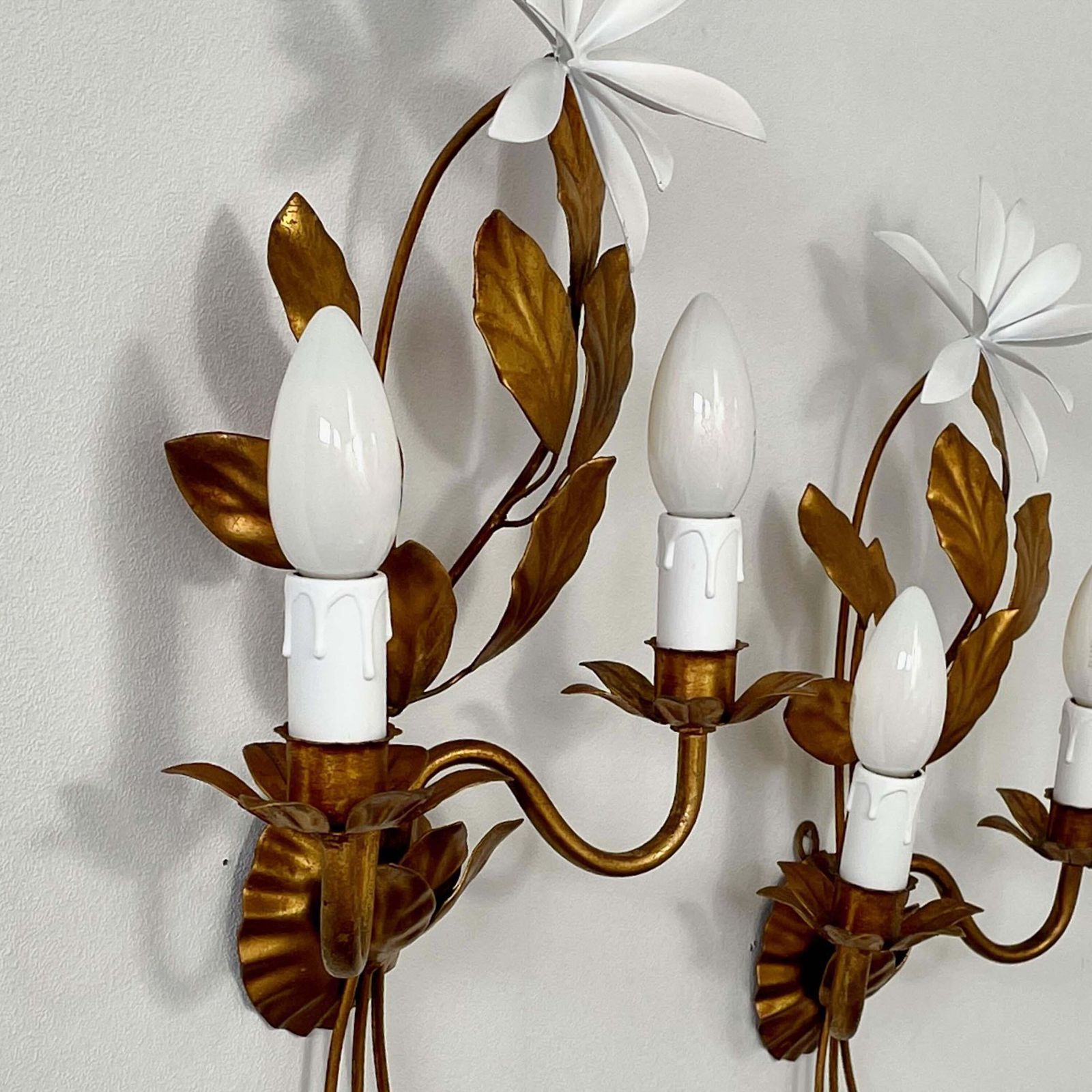 photo furniture Gilt Floral Wall Lights By Maison Bagues, France 1950s
