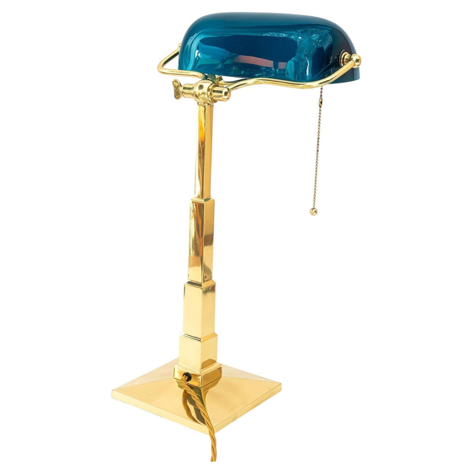 Art Deco Banker Lamp With Original Glass Shade Vienna Around 1920s