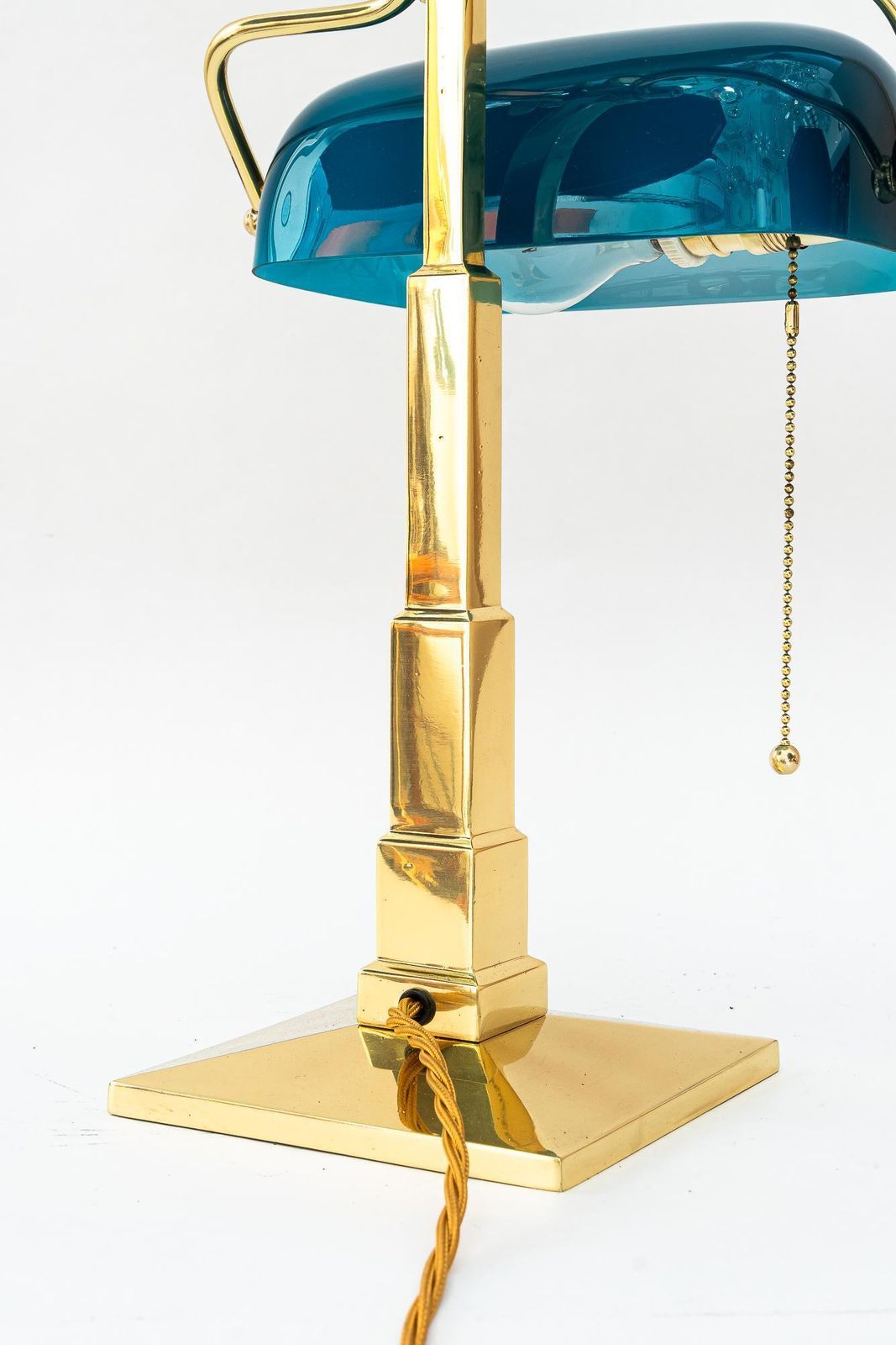 photo for sale Art Deco Banker Lamp With Original Glass Shade Vienna Around 1920s