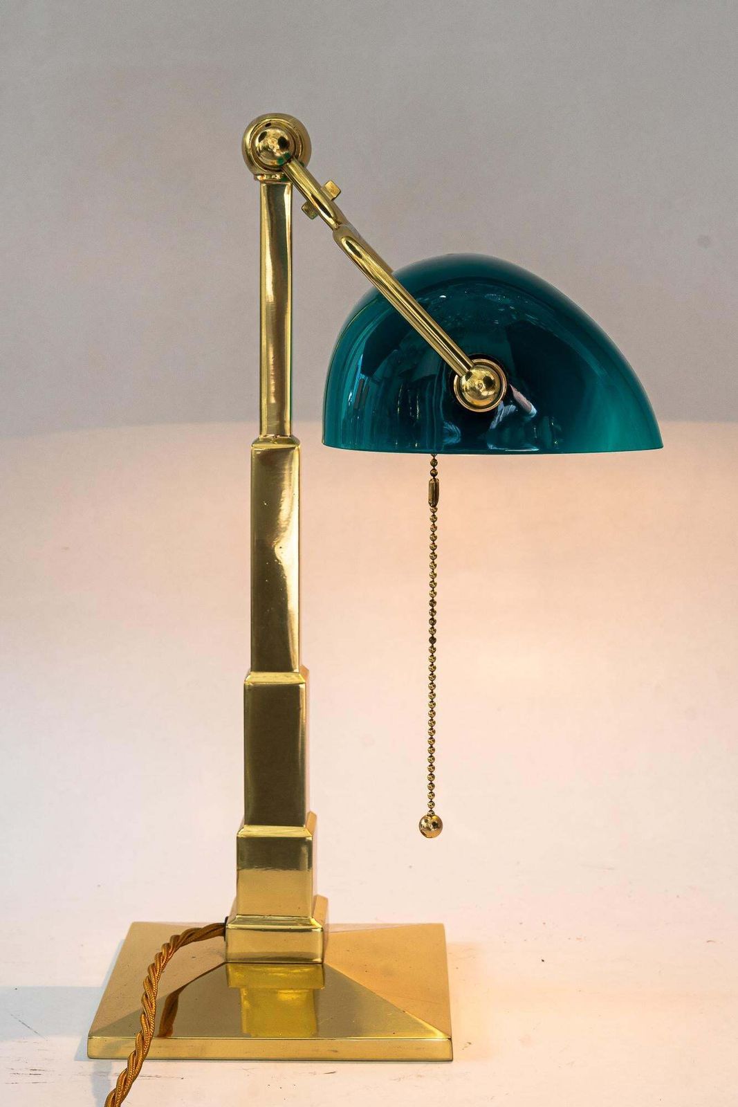1060.0 Art Deco Banker Lamp With Original Glass Shade Vienna Around 1920s photo