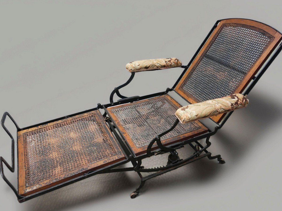Adjustable Reclining Lounge Chaise Longue From Marks Co., New York, USA, 1890s