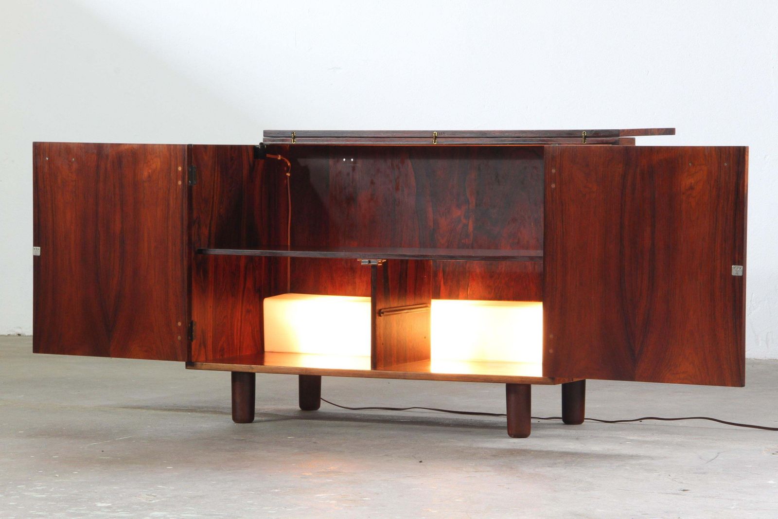 Vintage Danish 1960s Mid Century Modern Illuminated Bar Cabinet photo 1643.0