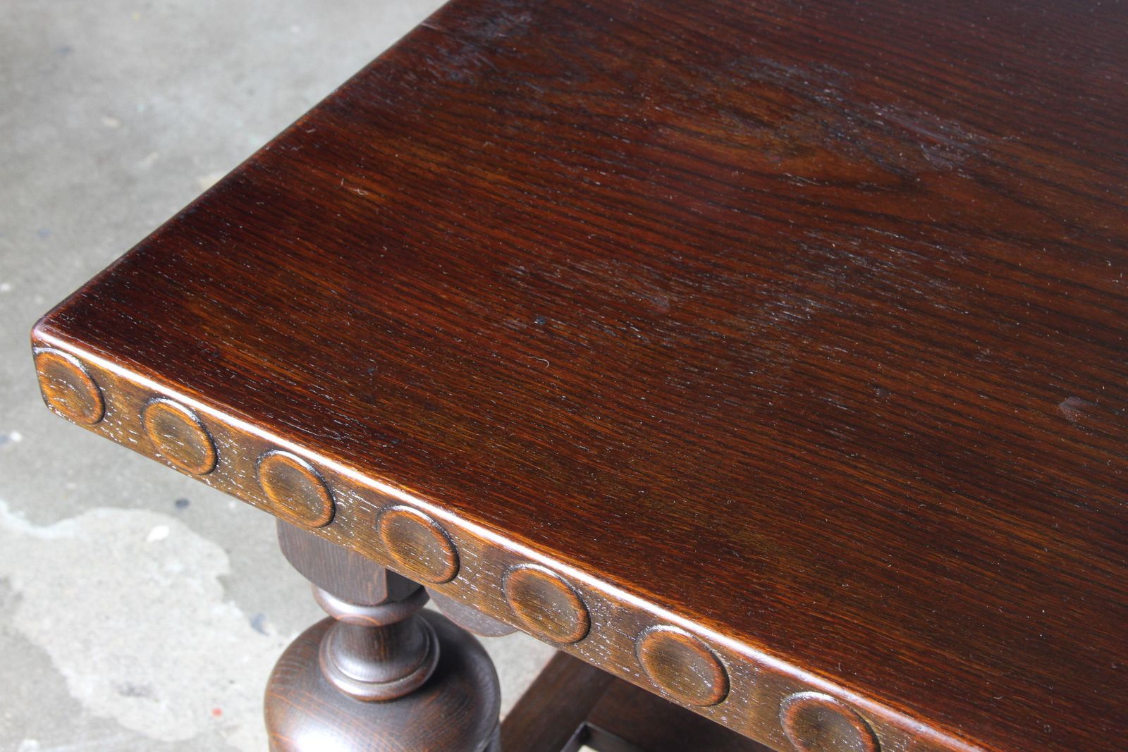 Furniture Vintage Renaissance Revival Dark Oak Coffee Table, 1900s. photo