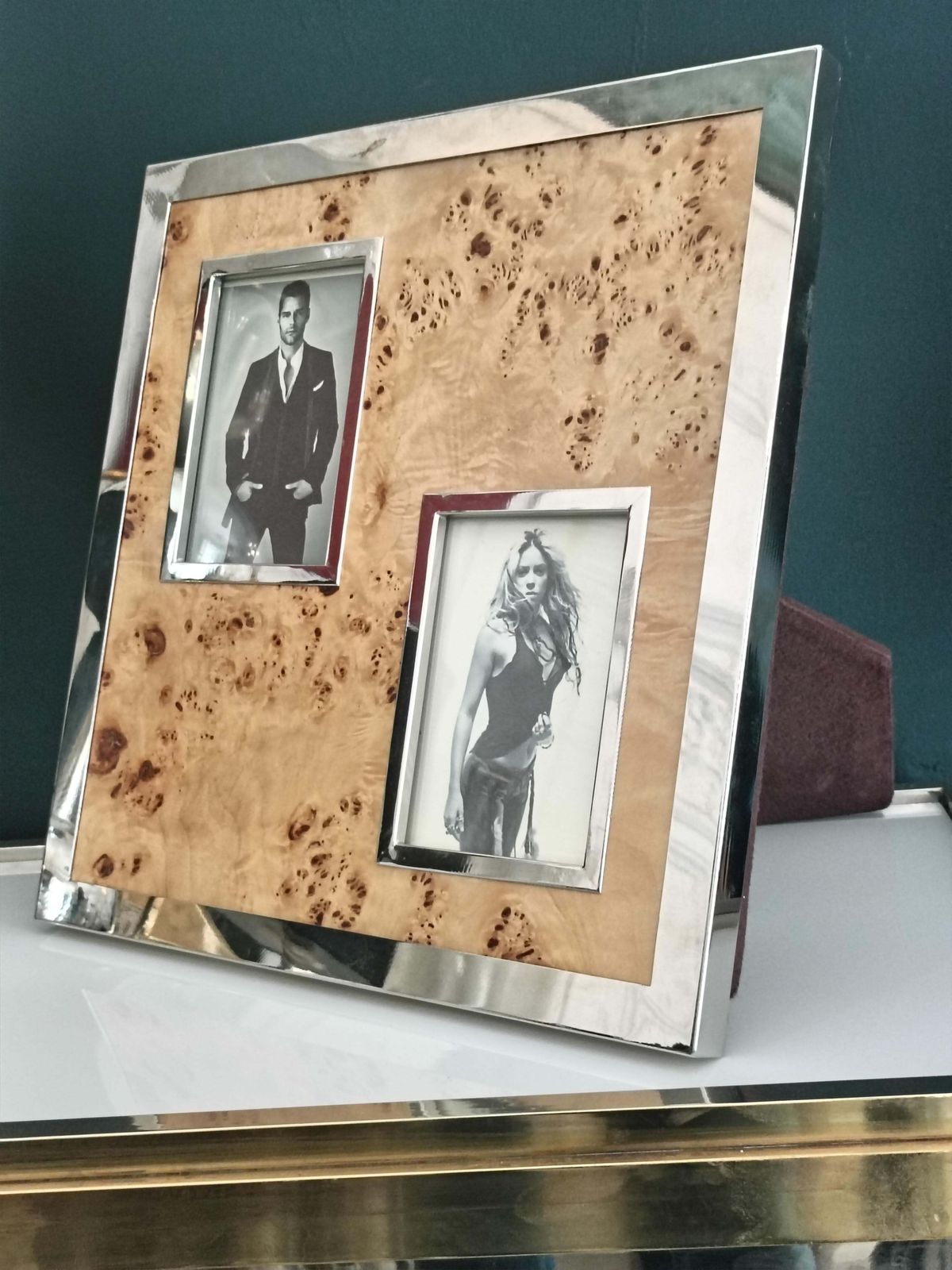 Felice Antonio Botta Attrib. Multi Photo Frame In Chrome Metal And Briar, 70s photo buy