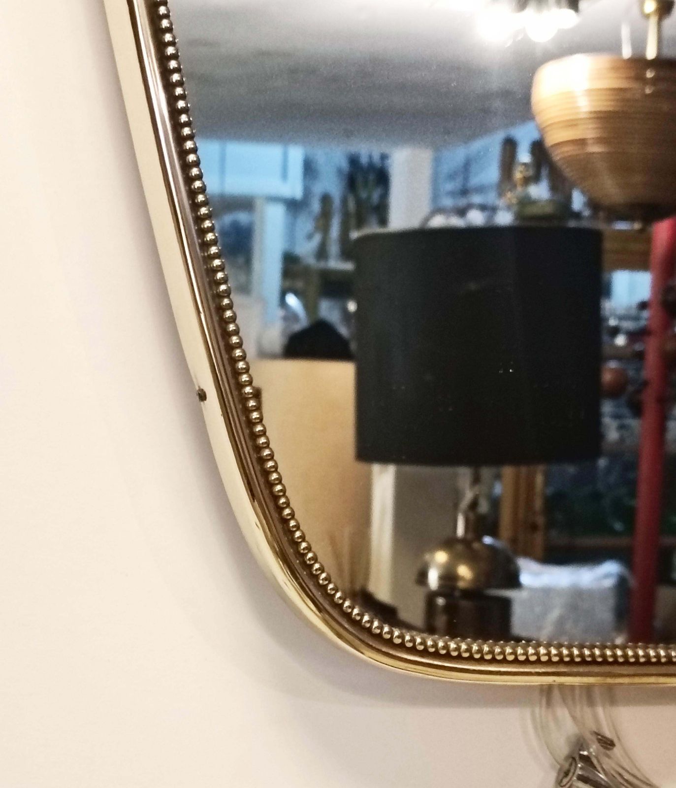 Brass Shield Wall Mirror, Italy 1950s photo for sale