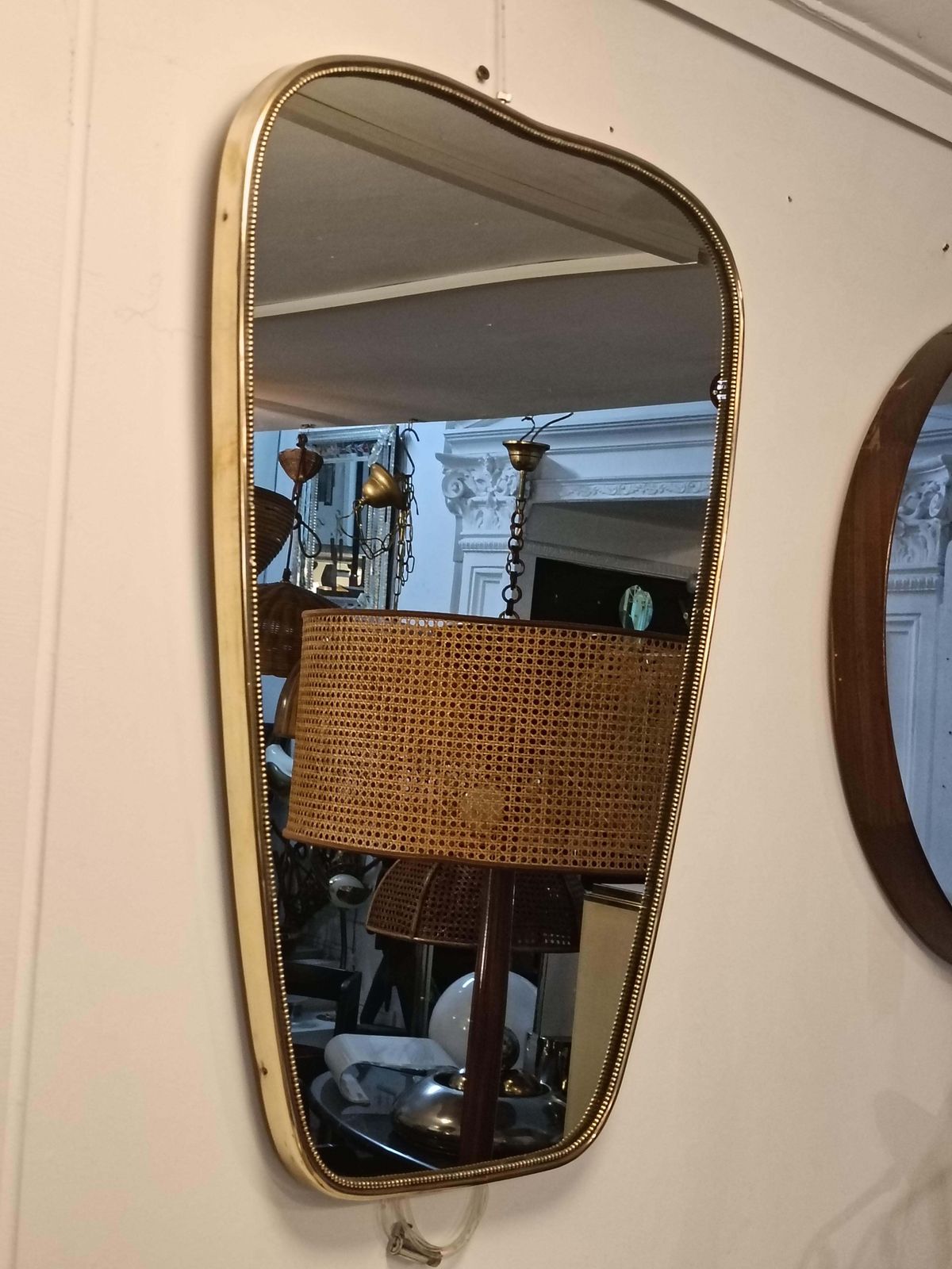 Brass Shield Wall Mirror, Italy 1950s photo Home Decor
