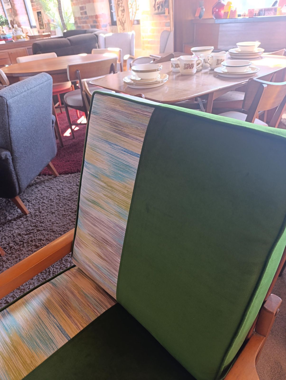 1960s Centa Lounge Armchair | Solid Teak Frame | Newly Upholstered In Green Velvet photo buy