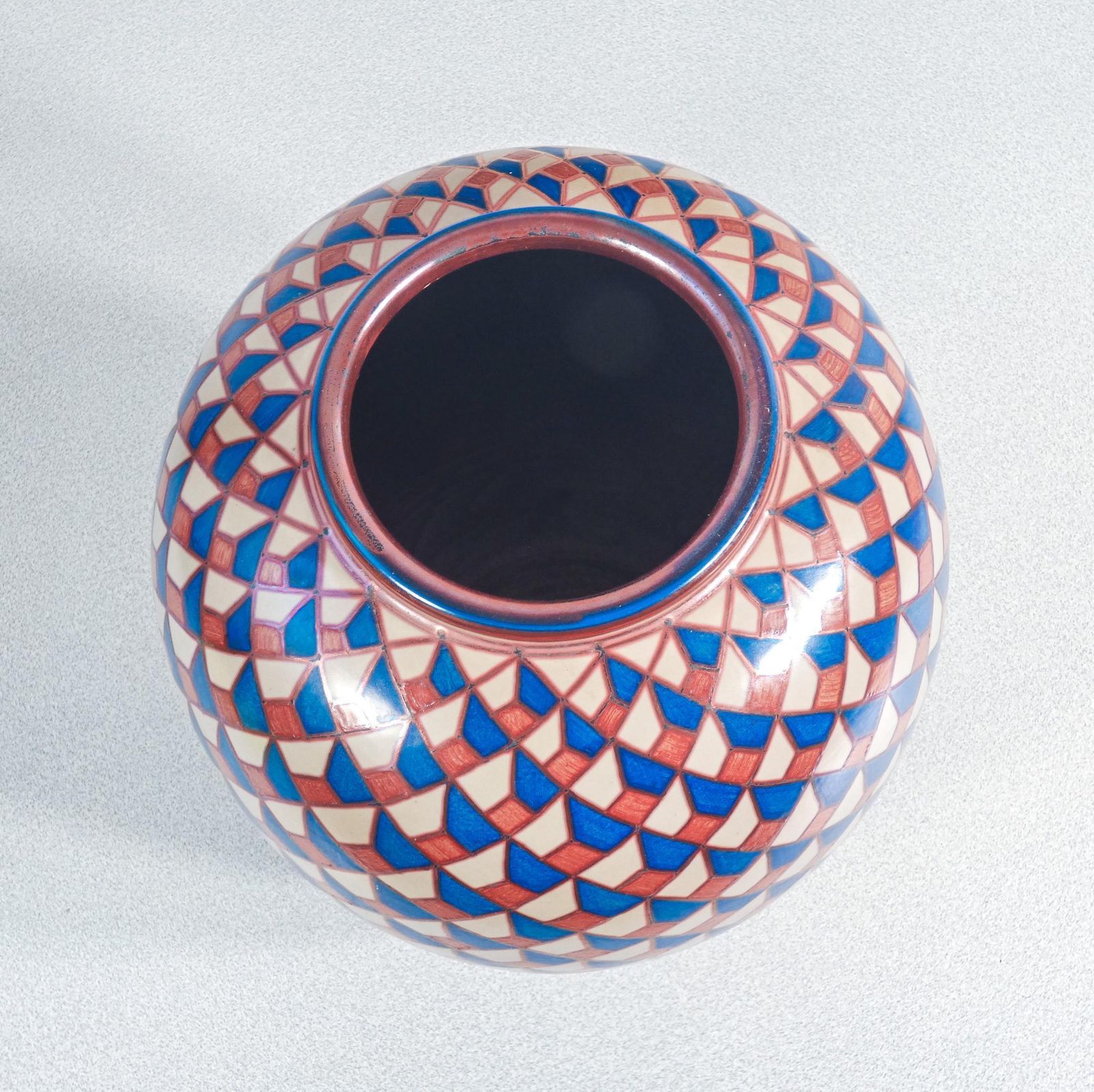 Bottega Vignoli Majolica Vase, Geometric Decoration. Faenza, 1970s photo buy