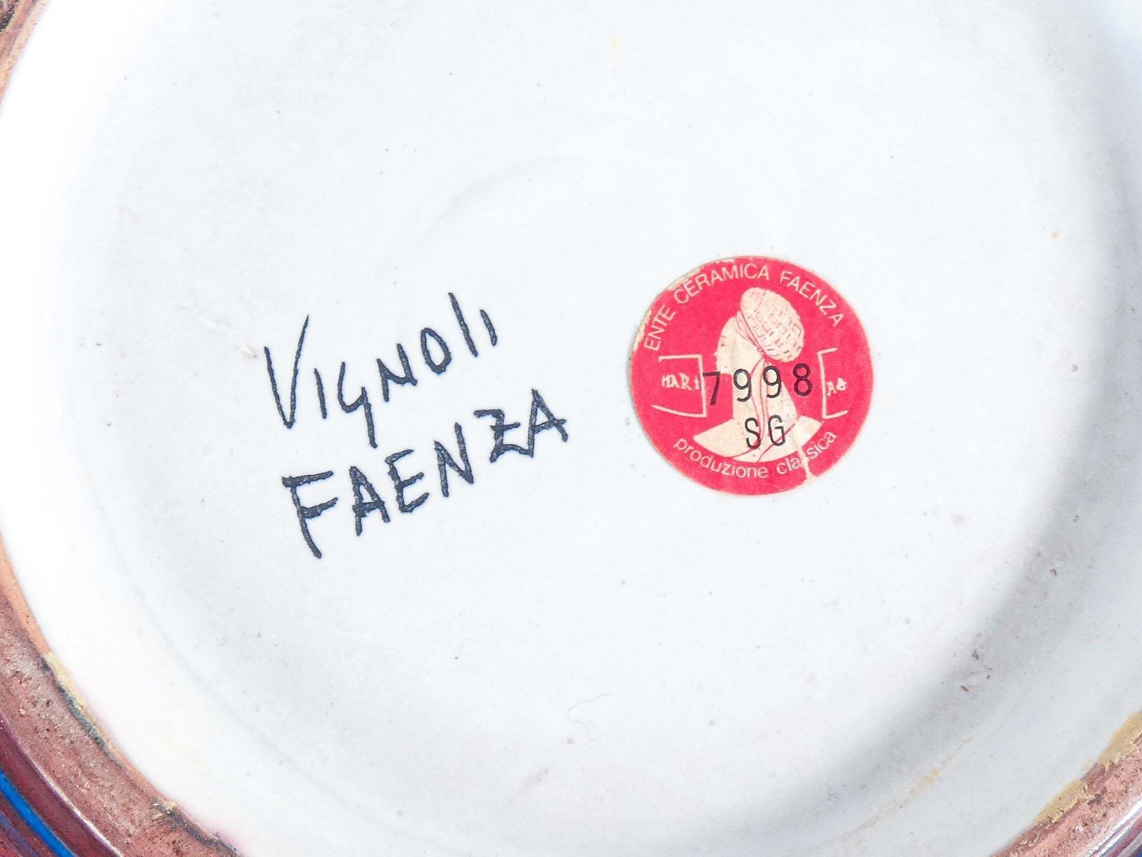 photo furniture Bottega Vignoli Majolica Vase, Geometric Decoration. Faenza, 1970s