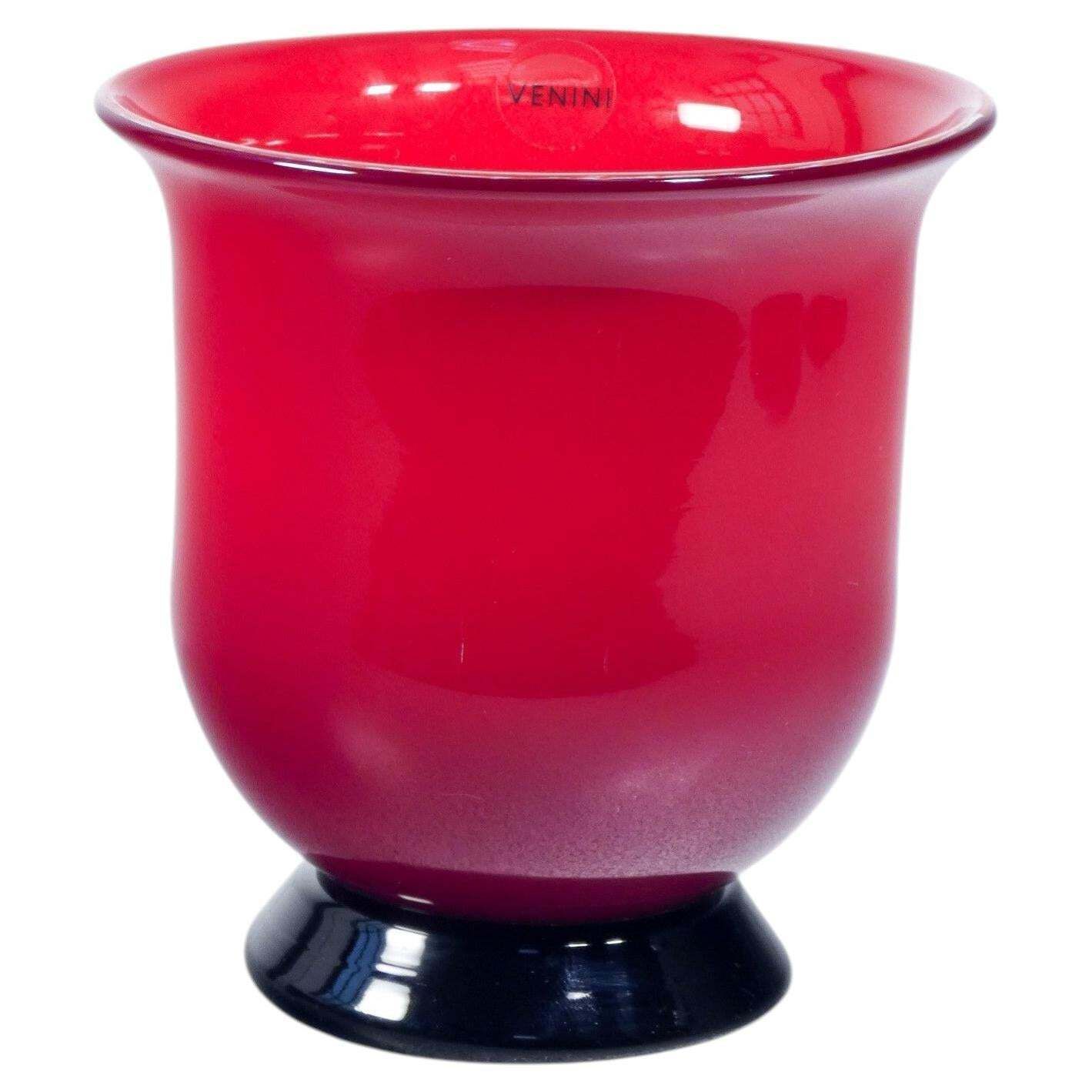 Vaso, Coppa In Vetro Soffiato Opalino Venini, Versione Rossa. Italia, 2005