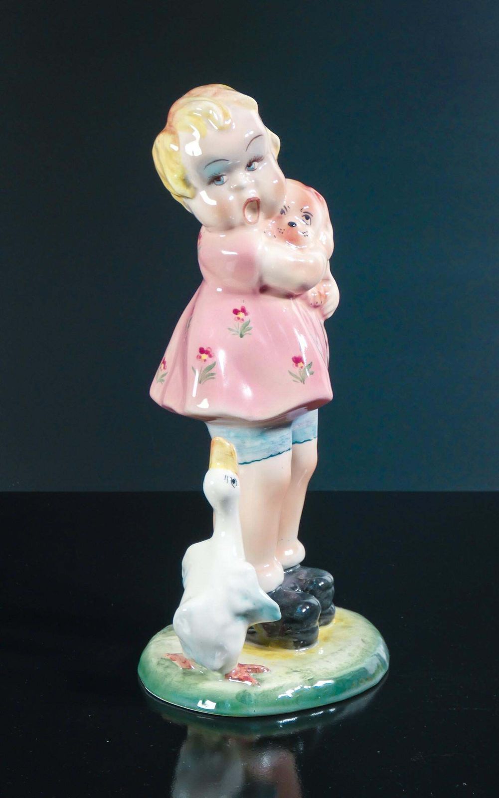 Porcelain Sculpture "Little Girl With Goose," Tarcisio Tosin For La Freccia. 1930s photo for sale