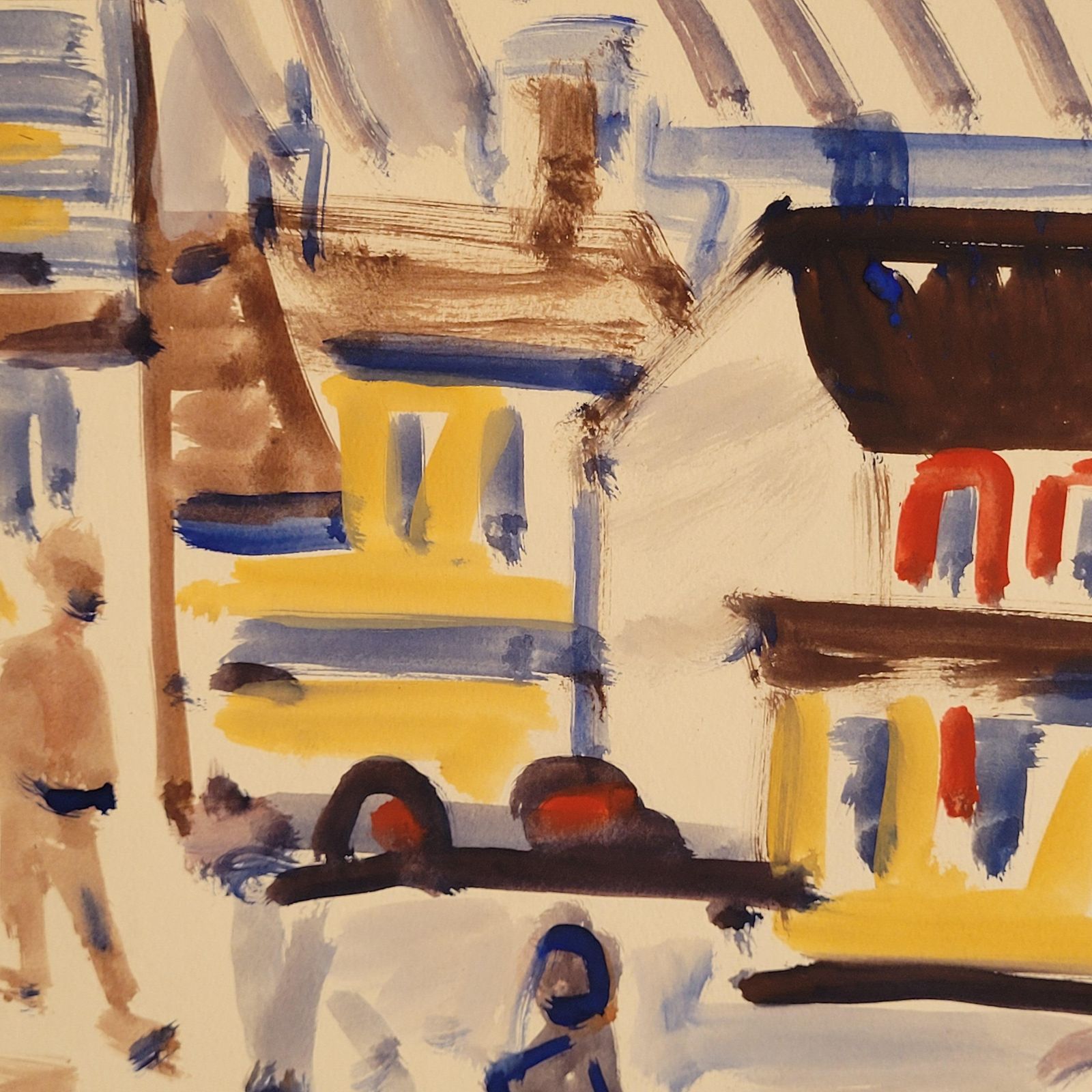 photo furniture Abstract Expressionist French Urban Scene. Gouache On Paper. 50cm X 65cm From 1976 By André Pierard