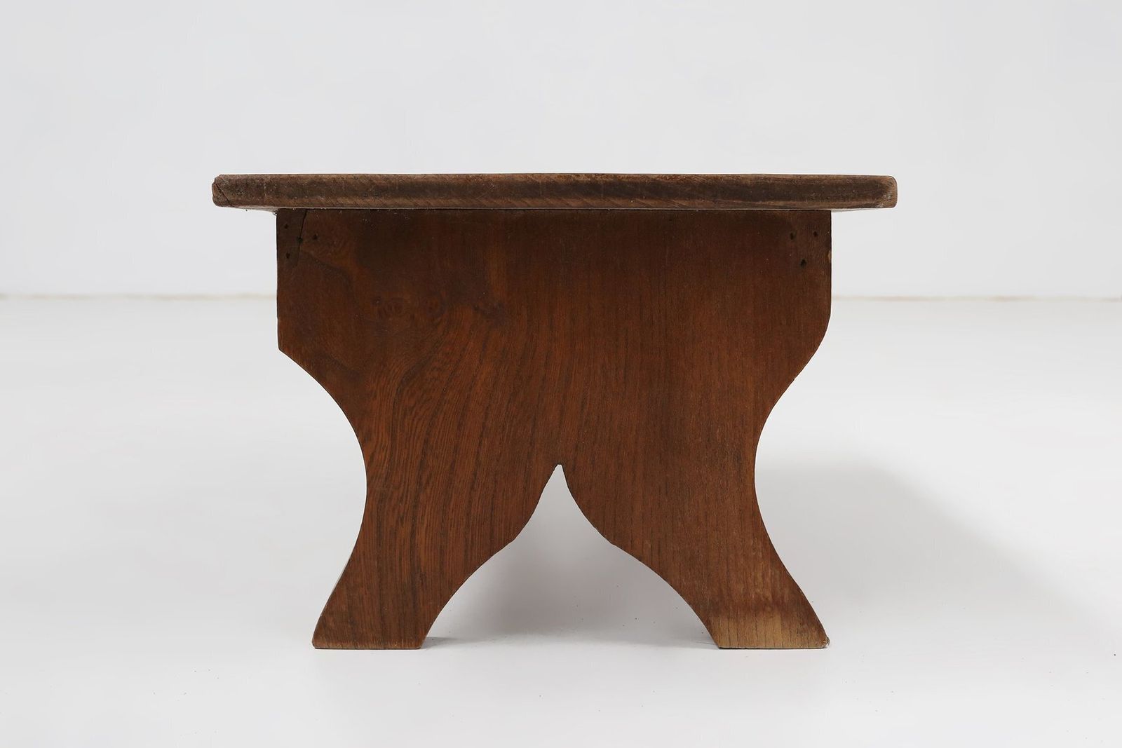 Small Rustic Wooden Stool With Curved Base, France, 1900s photo vintage