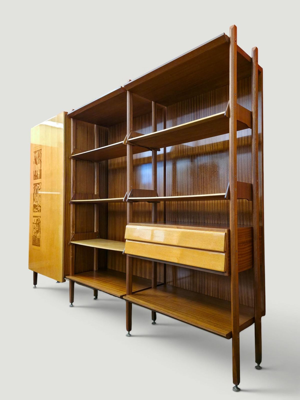 Italian Wardrobe Bookcase, Modular Wall Unit By Vittorio Dassi, Italy, 1960s photo 5387.0