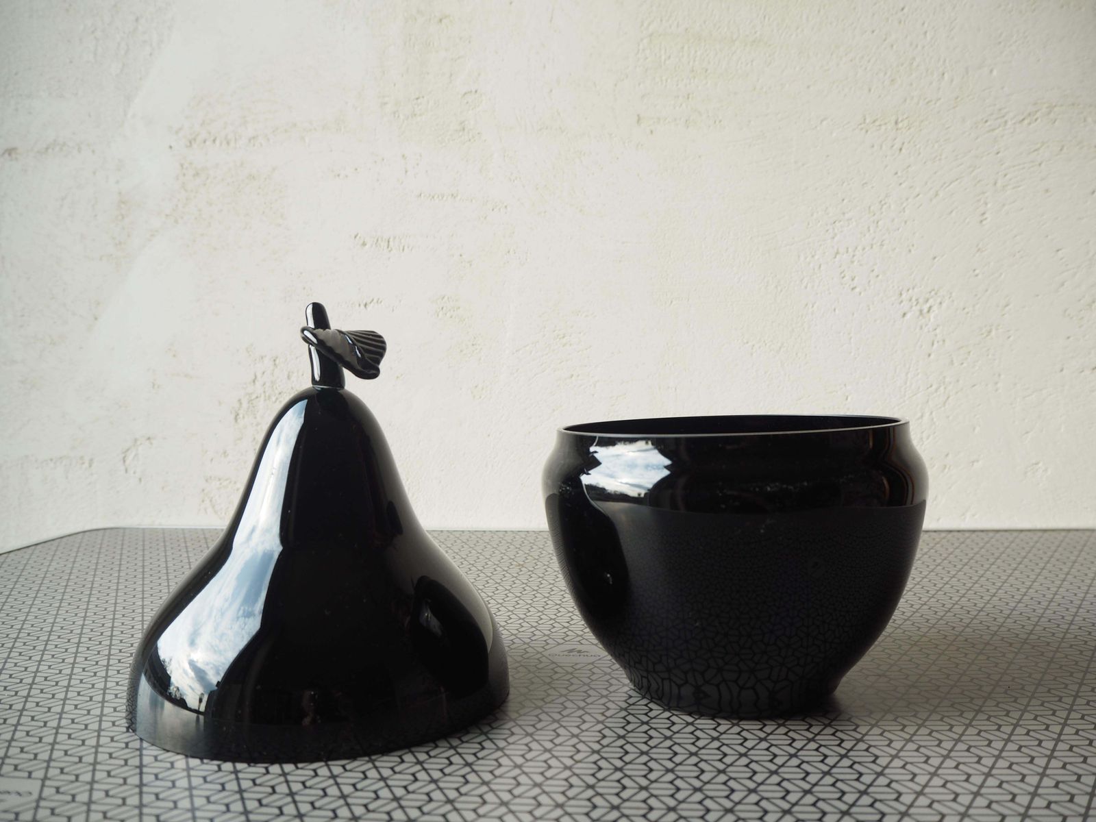 Midcentury Opaline Black Glass Jewelry Box, Czechoslovakia, 1960s photo for sale