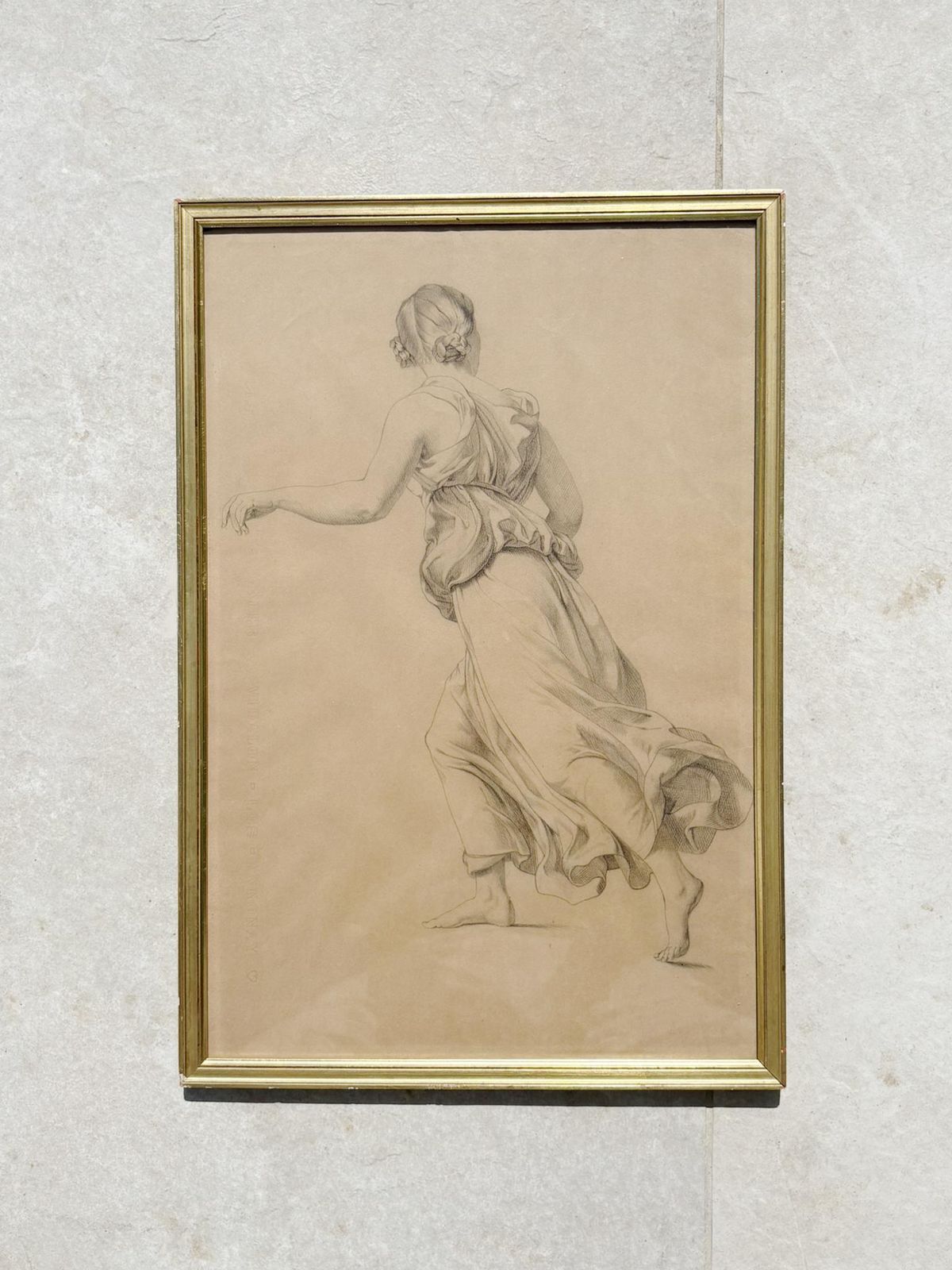 Framed Drawing Of A Woman, Signed, France, 19th photo furniture