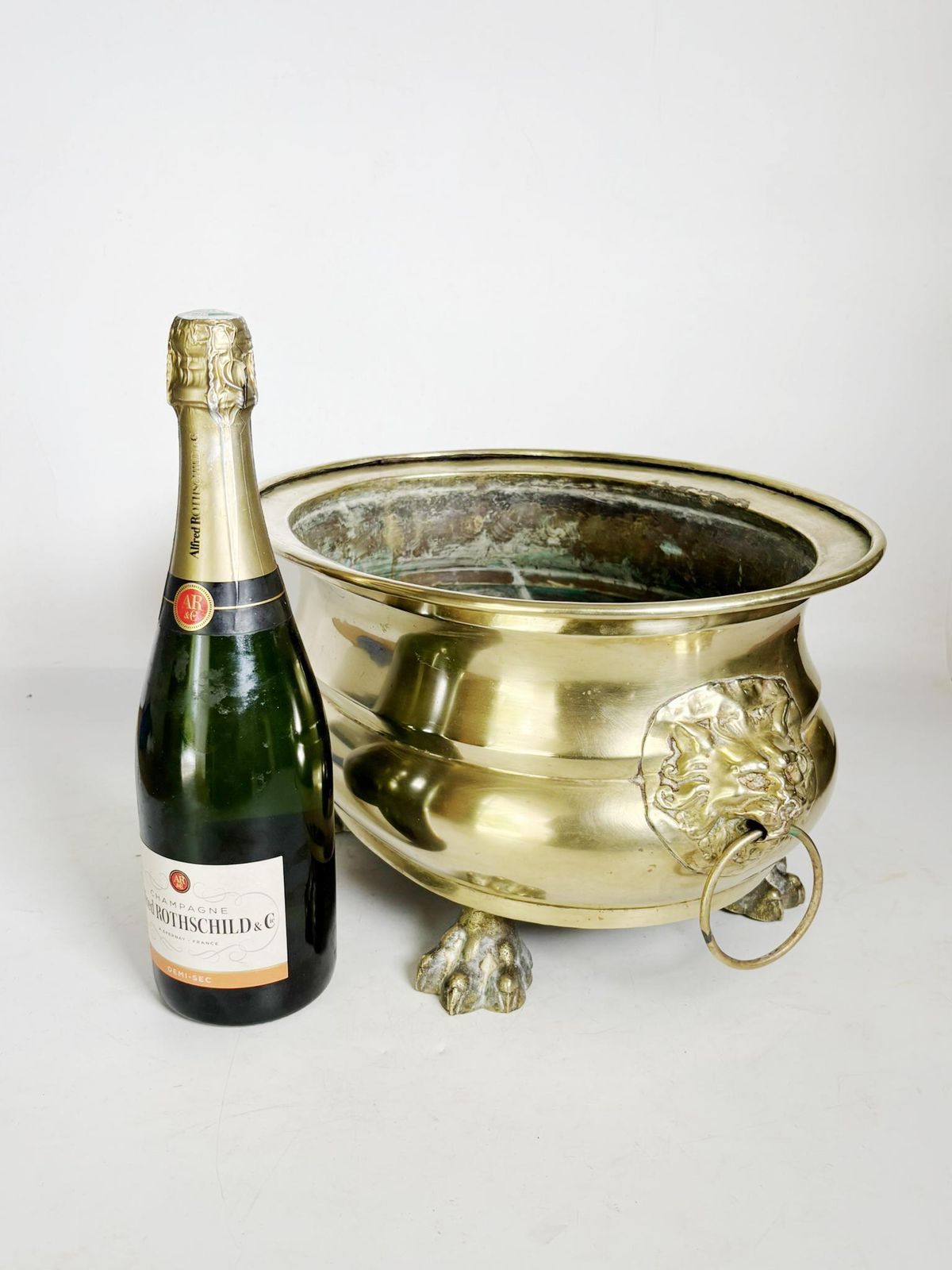 Champagne Cooler Plant Stand, Brass, France, 1950 photo buy