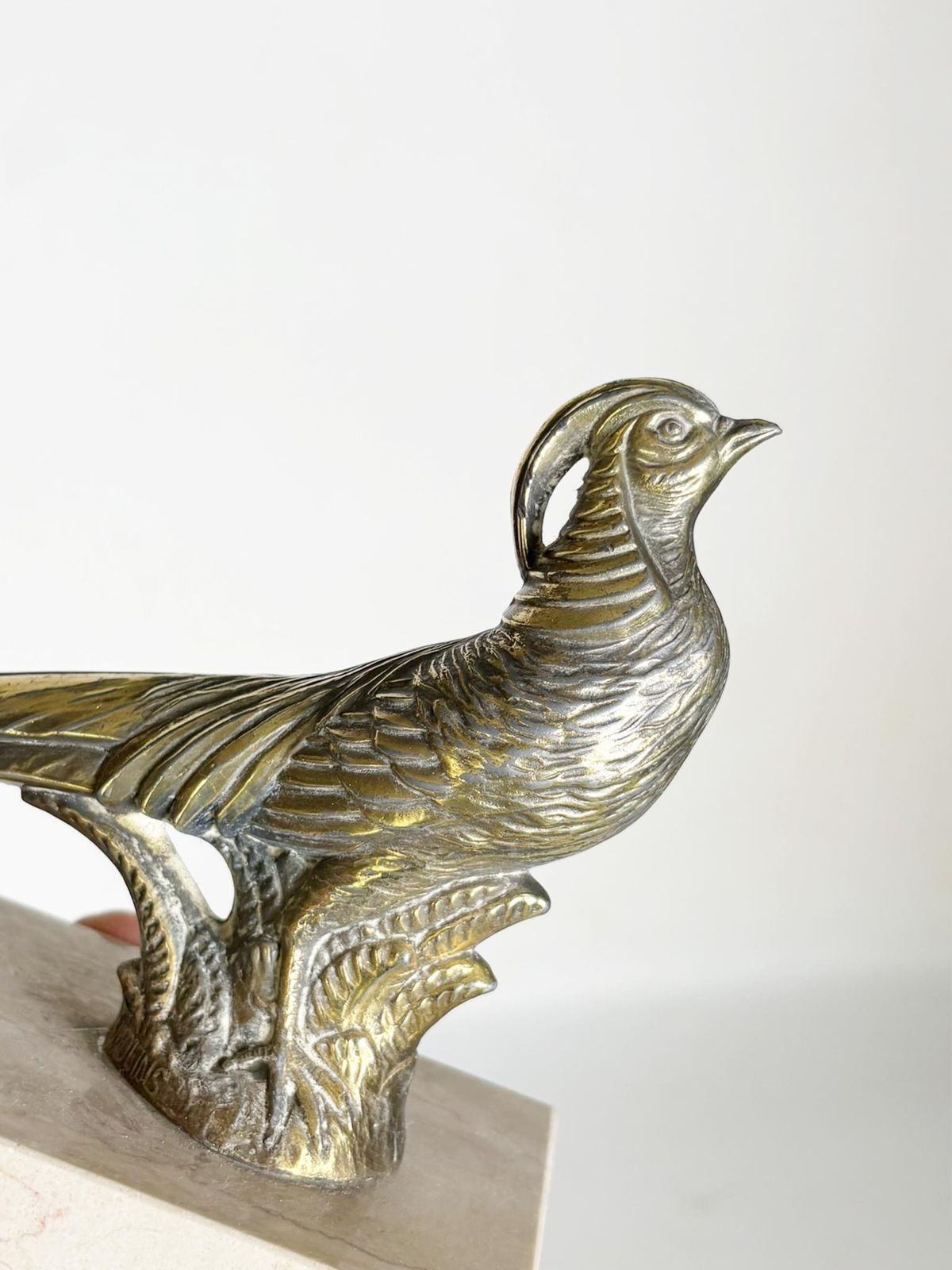 Pair Of Rooster Bookends, Marble, Brass, France, 1950 photo vinterior