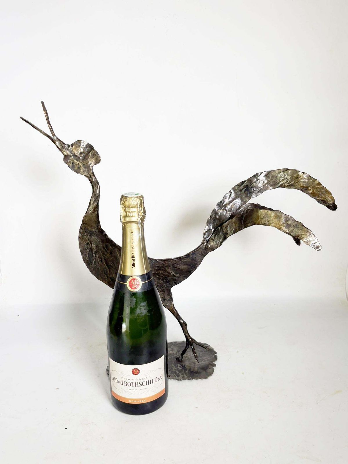 Metal Rooster Sculpture, Signed, France, 1970 photo for sale