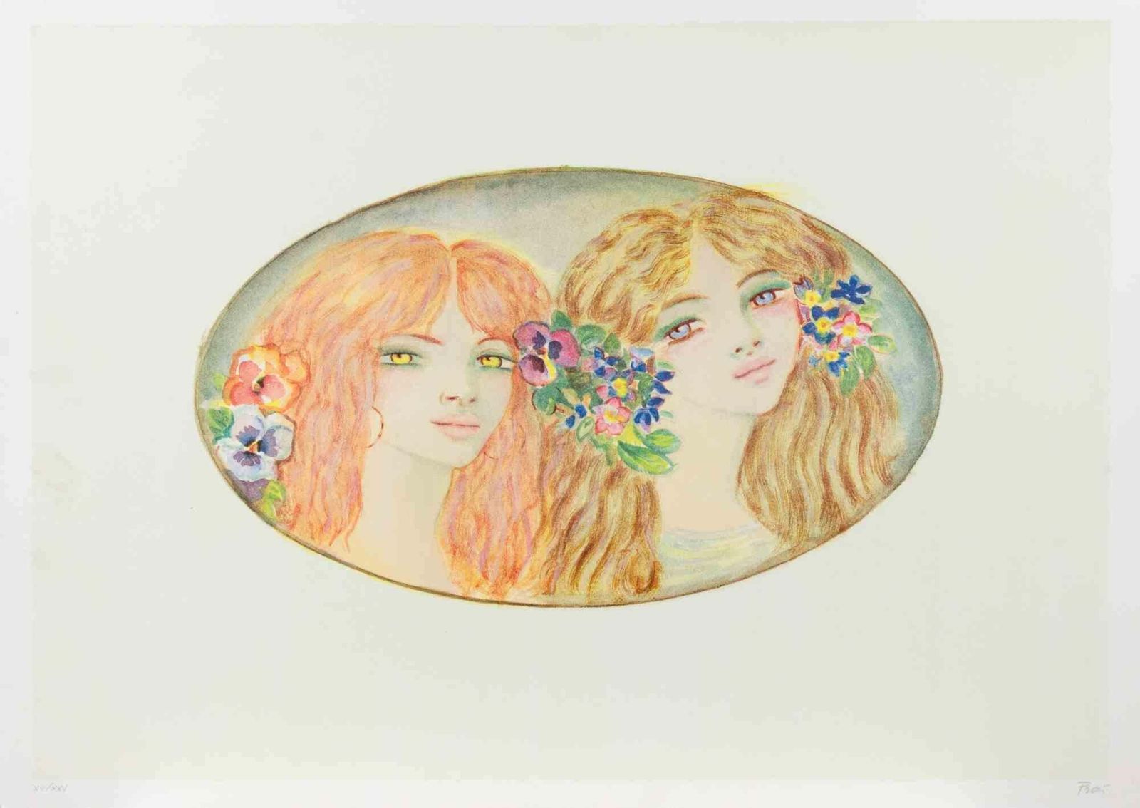 Felicita Fraitwo Girls   Lithograph By Felicita Frai   1980s1980s