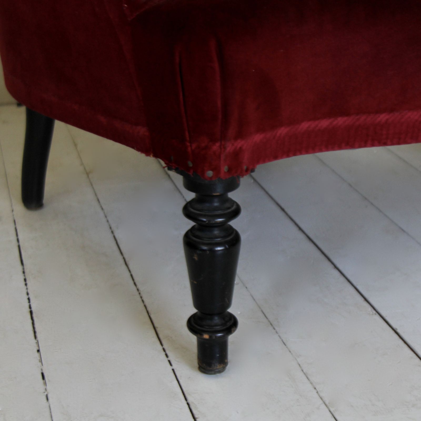 photo for sale 19th Century Antique French Armchair In Red Velvet Upholstery