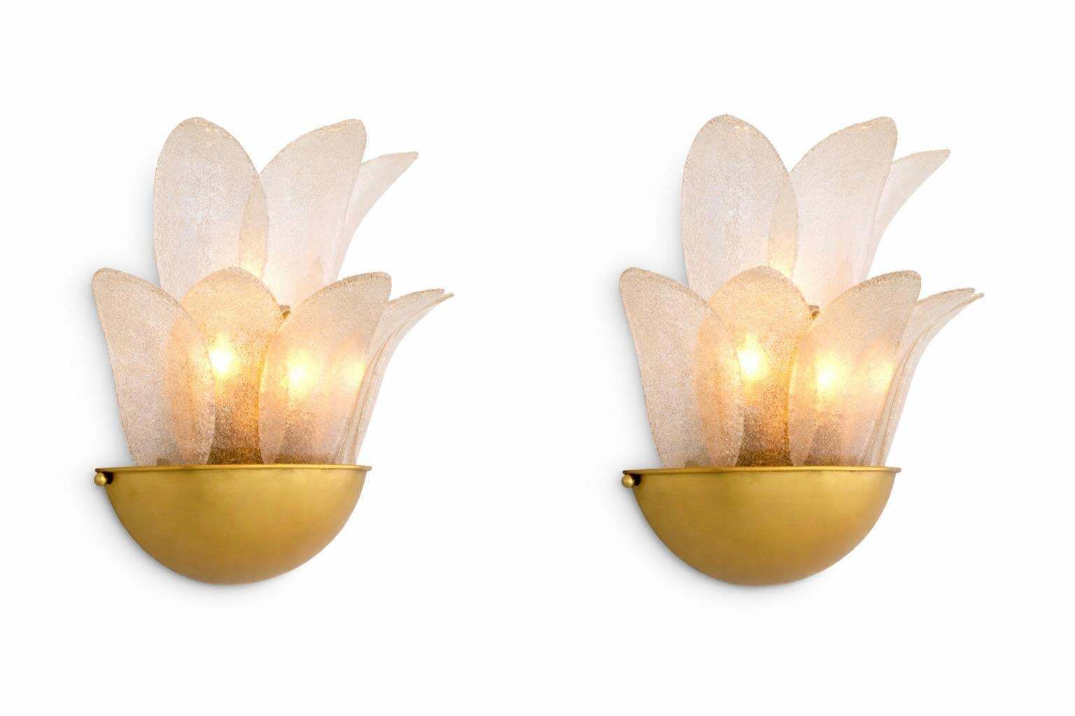 Lighting Pair Of Wall Lamps Antique Brass And Light Smoke Glass photo