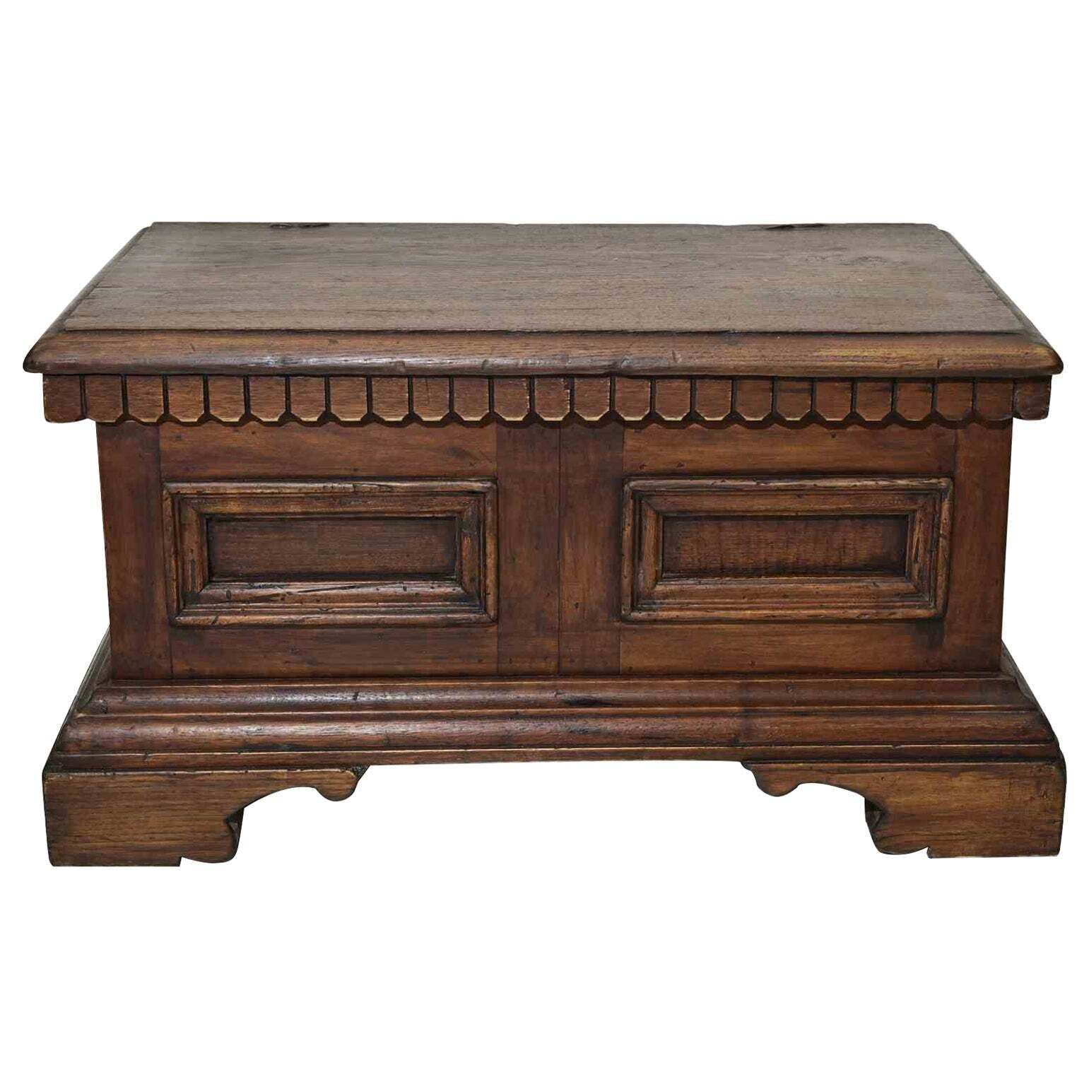 Rustic Carved Wooden Chest, Early 19th Century