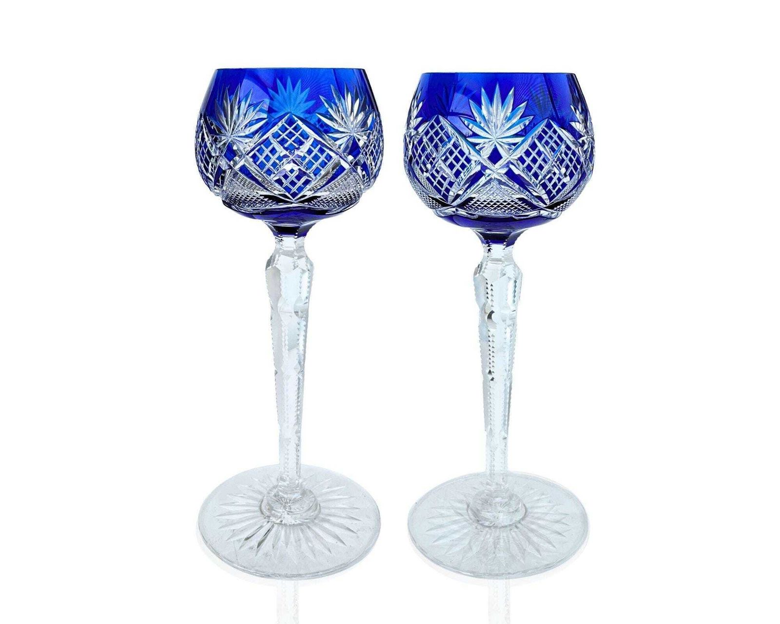 Val Saint Lambert | Kobaltblauw Glas | 2-delig