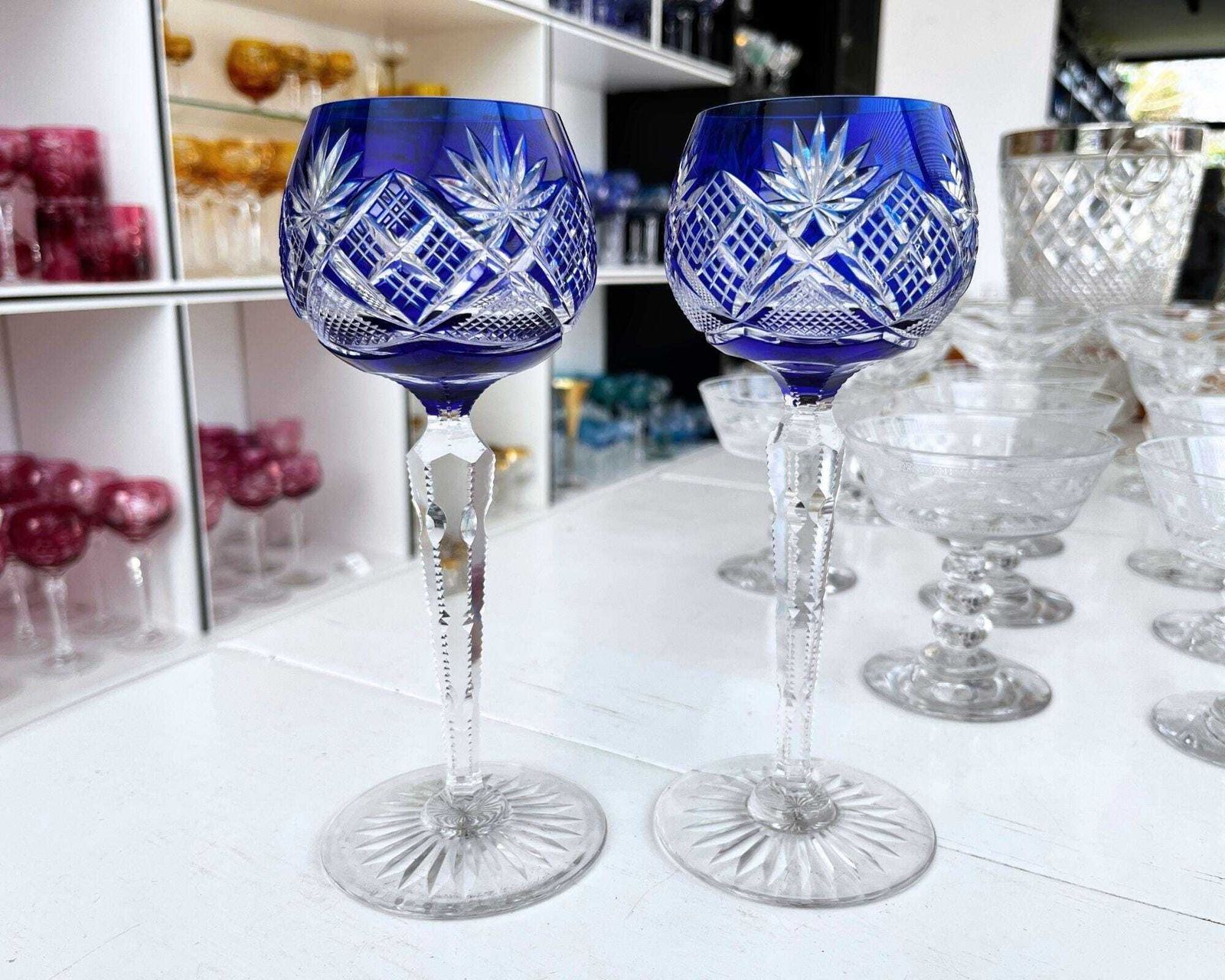 Val Saint Lambert | Verre bleu cobalt | 2 pièces photo for sale