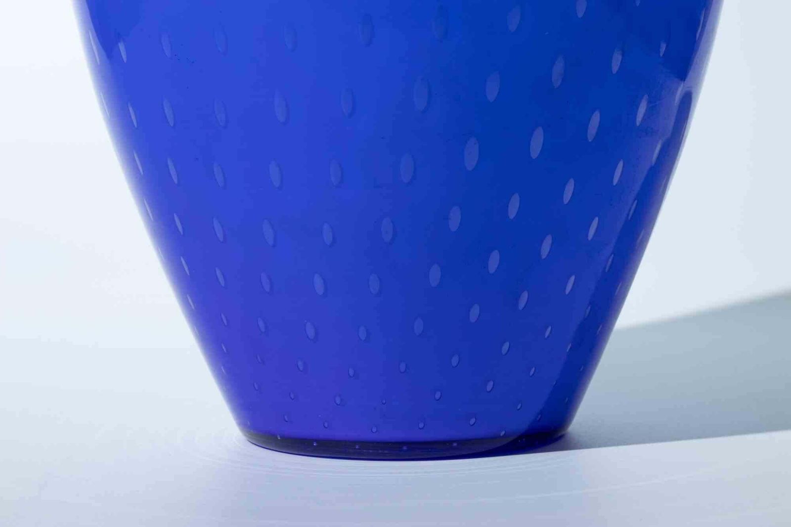 Murano Blue Art Glass Vase With Polka Dot Pattern, 1970s photo Home Decor