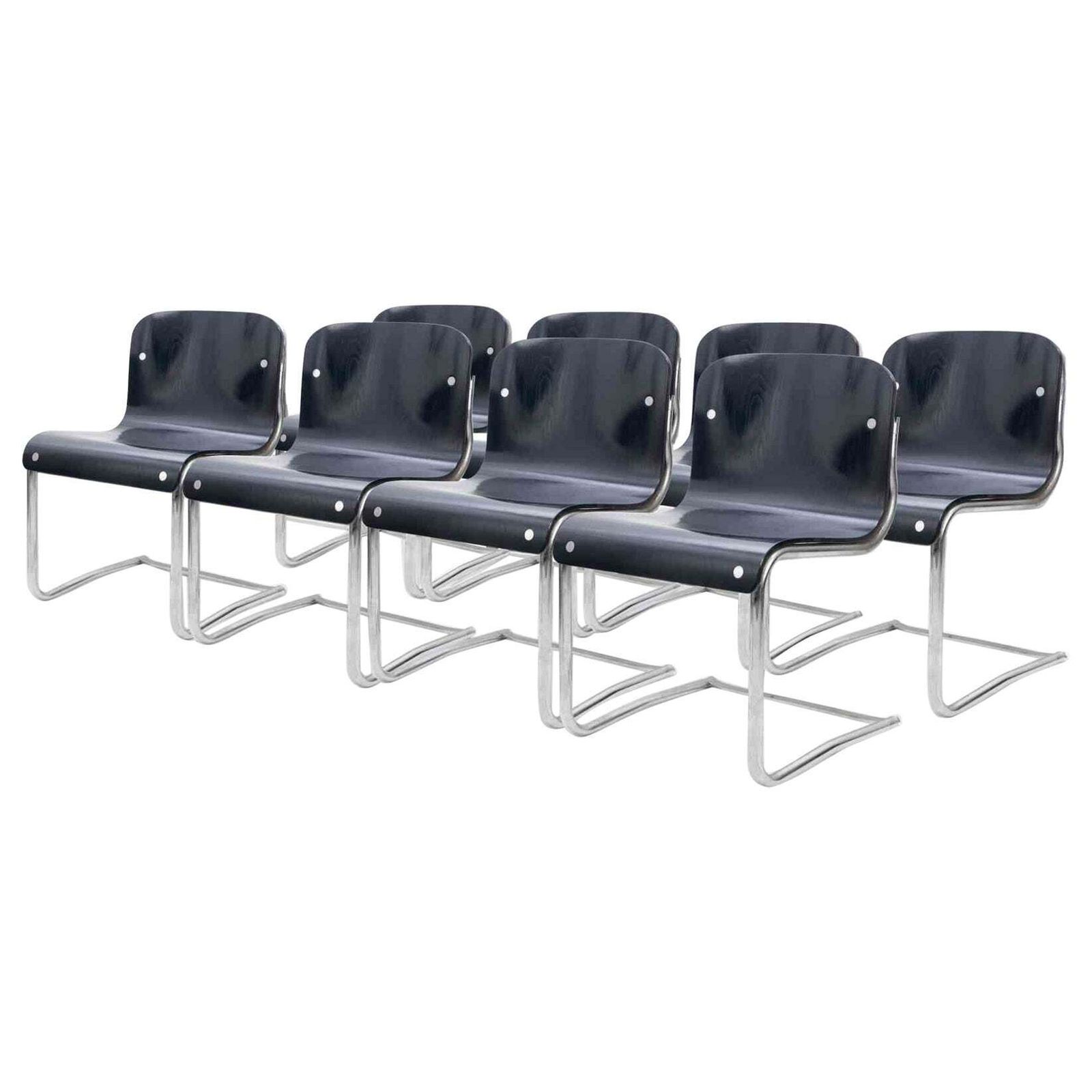 Set Of 8 Chairs "T70   920" By Carlo Bartoli, 1970s