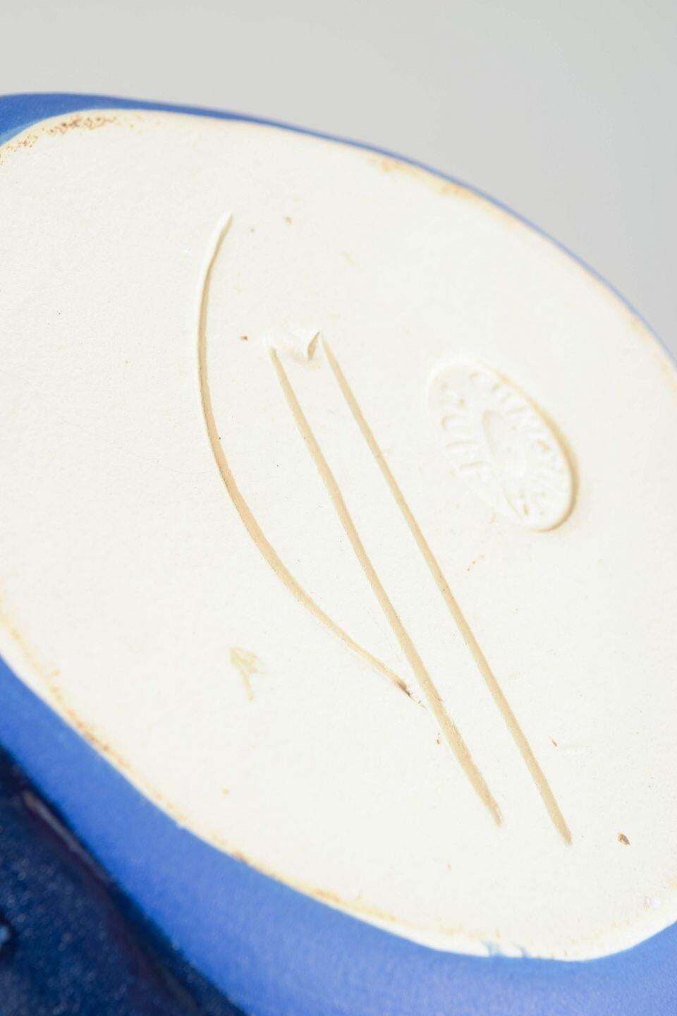 Céramique Christina Muff, artiste danoise contemporaine, en glaçure bleu roi photo 814.0
