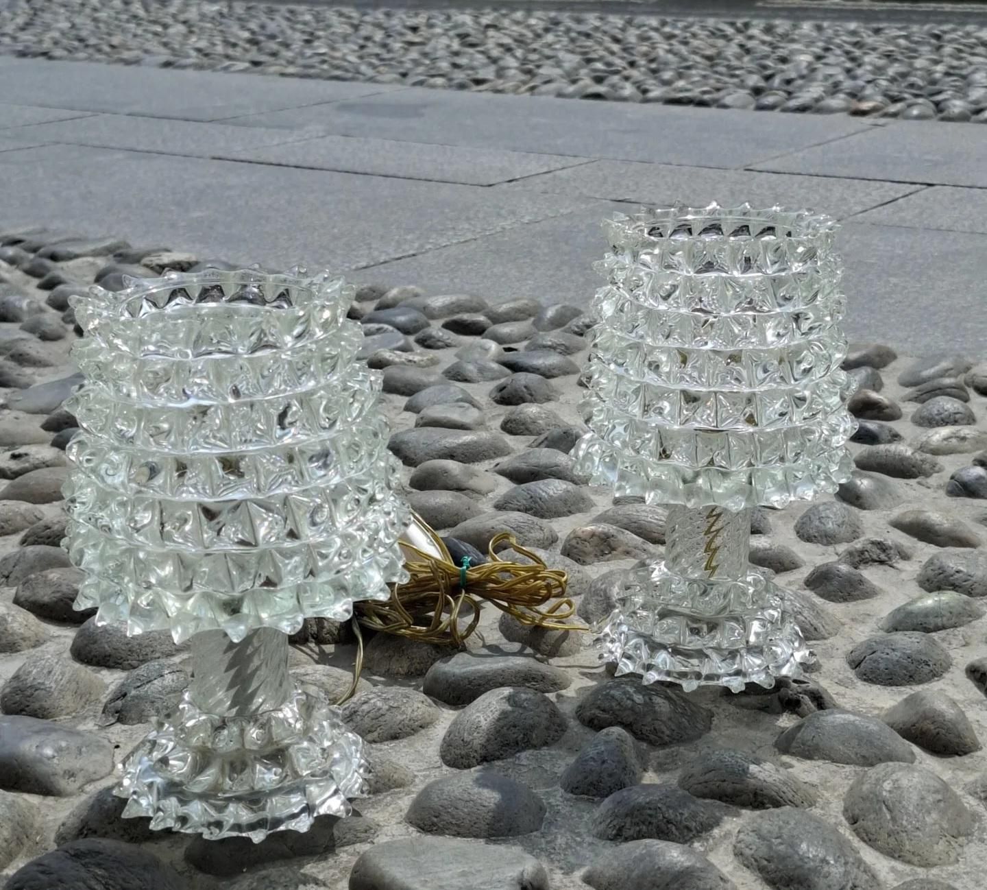 Barovier E Toso  Pair Of "Rostrate" Table Lamps Murano Glass 1940 Italy photo for sale