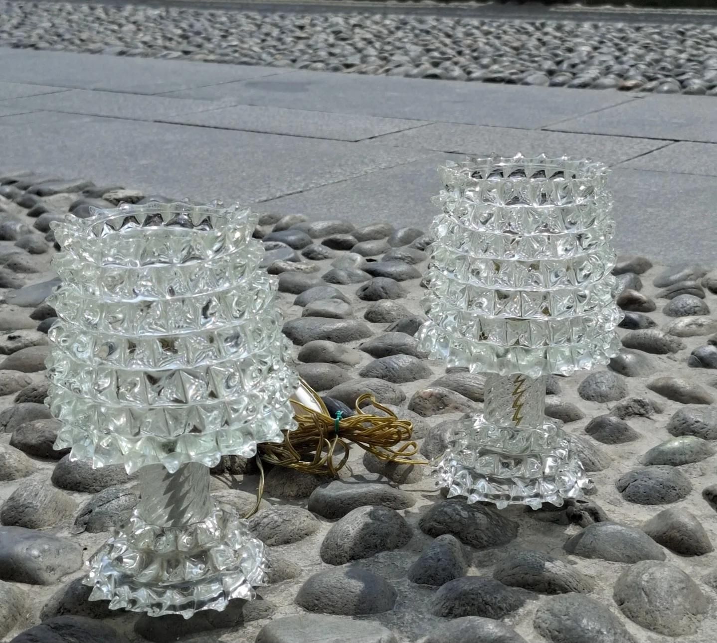 Barovier E Toso  Pair Of "Rostrate" Table Lamps Murano Glass 1940 Italy photo Lighting