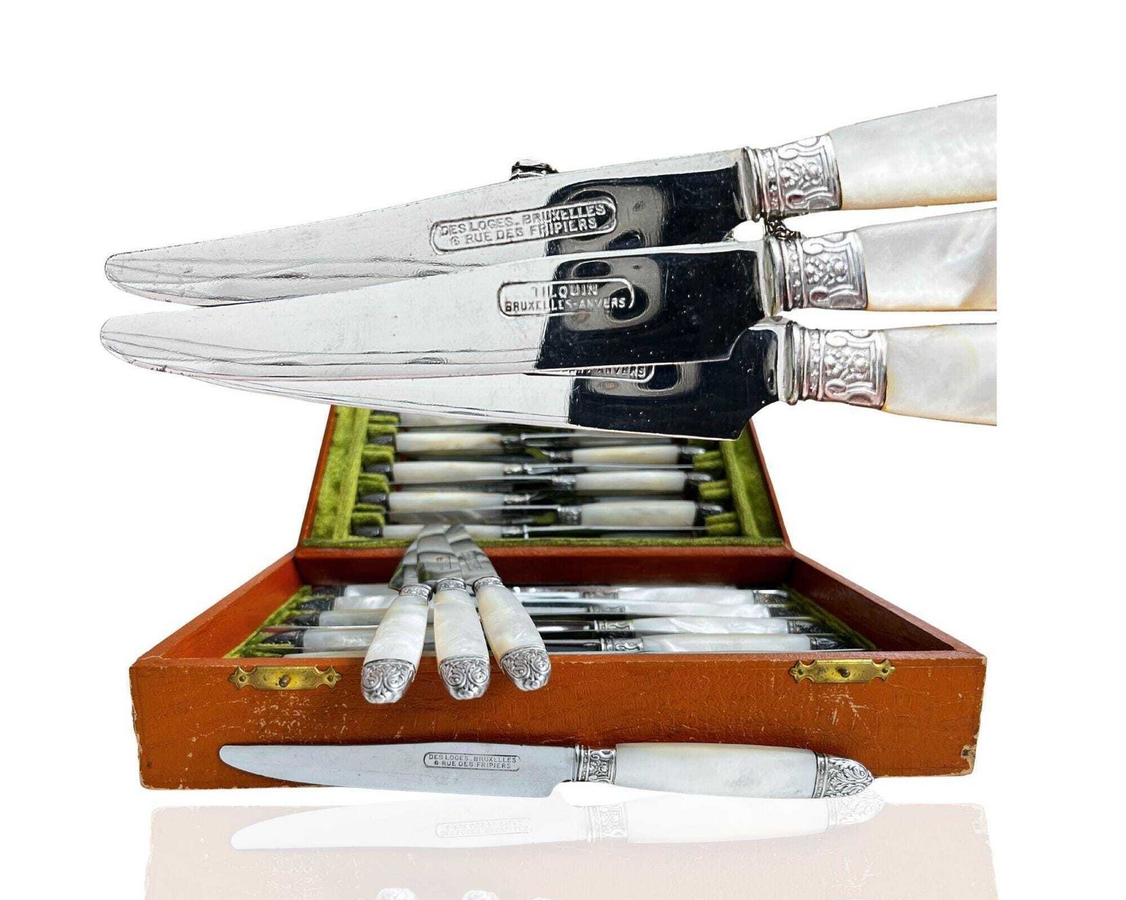 Couverts en nacre | 36 pièces | Couteaux en métal argenté