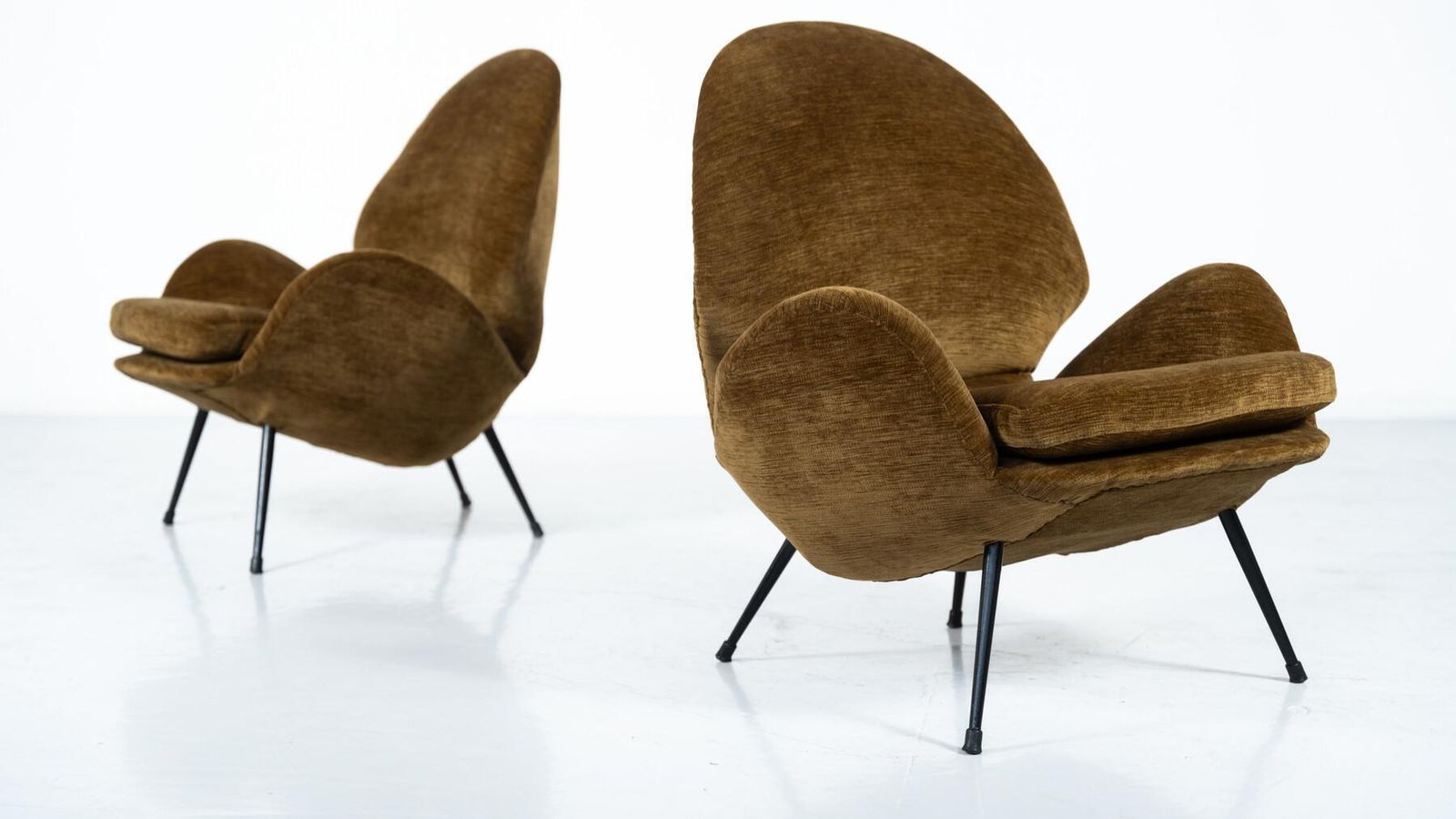 Pair Of Armchairs, Italy, 1950s   New Velvet Upholstey photo for sale