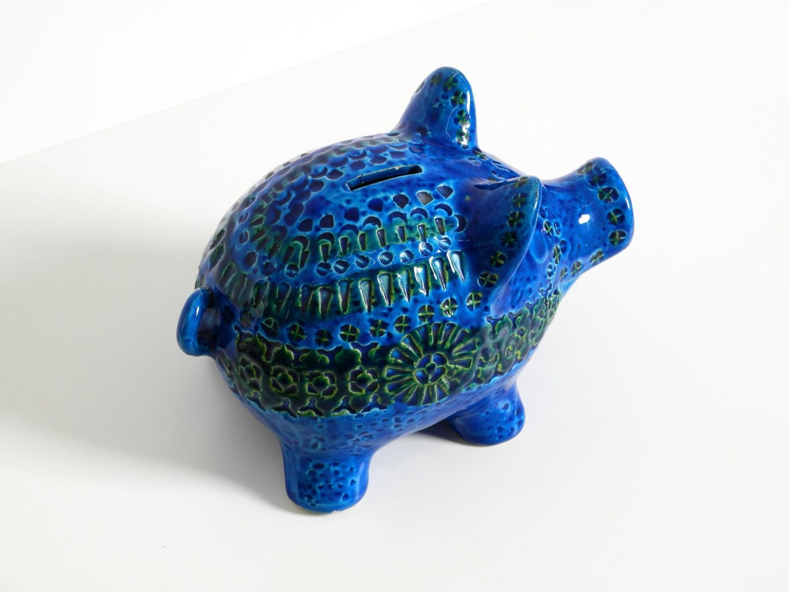 photo furniture 1960s Large Rimini Blu Ceramic Pig Money Box By Aldo Londi For Bitossi Italy
