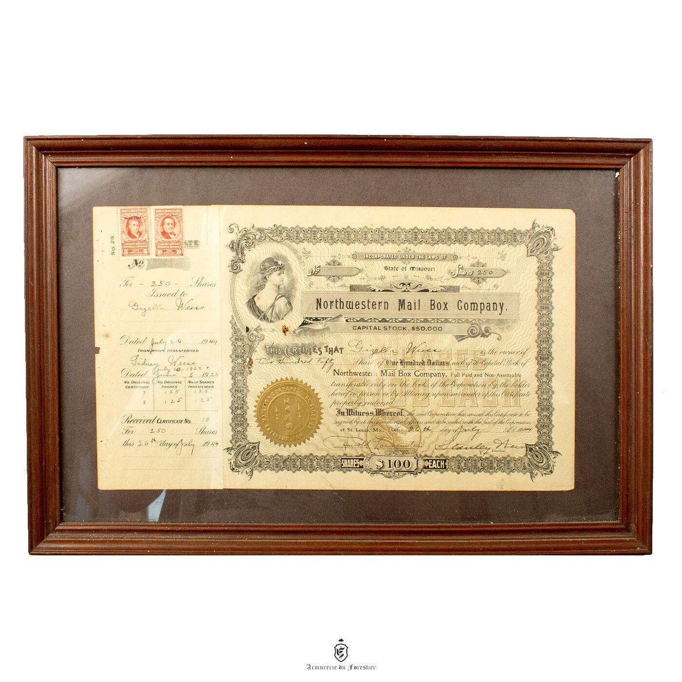Action De La Société Northwestern Mail Box Company – Missouri – USA – 1944