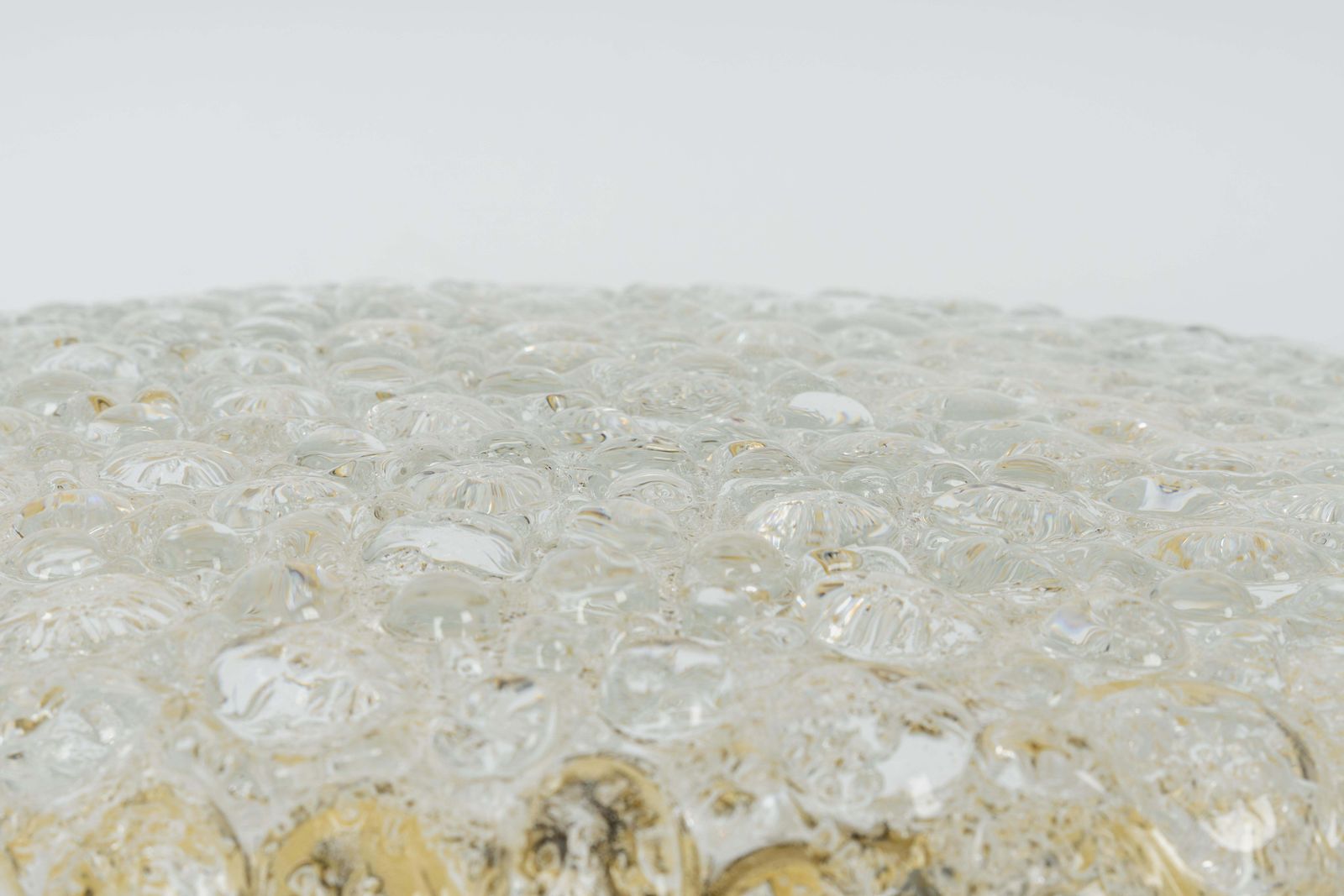1 Of 3 Large Round Ice Glass Flushmount By Hillebrand, Germany, 1970s photo for sale