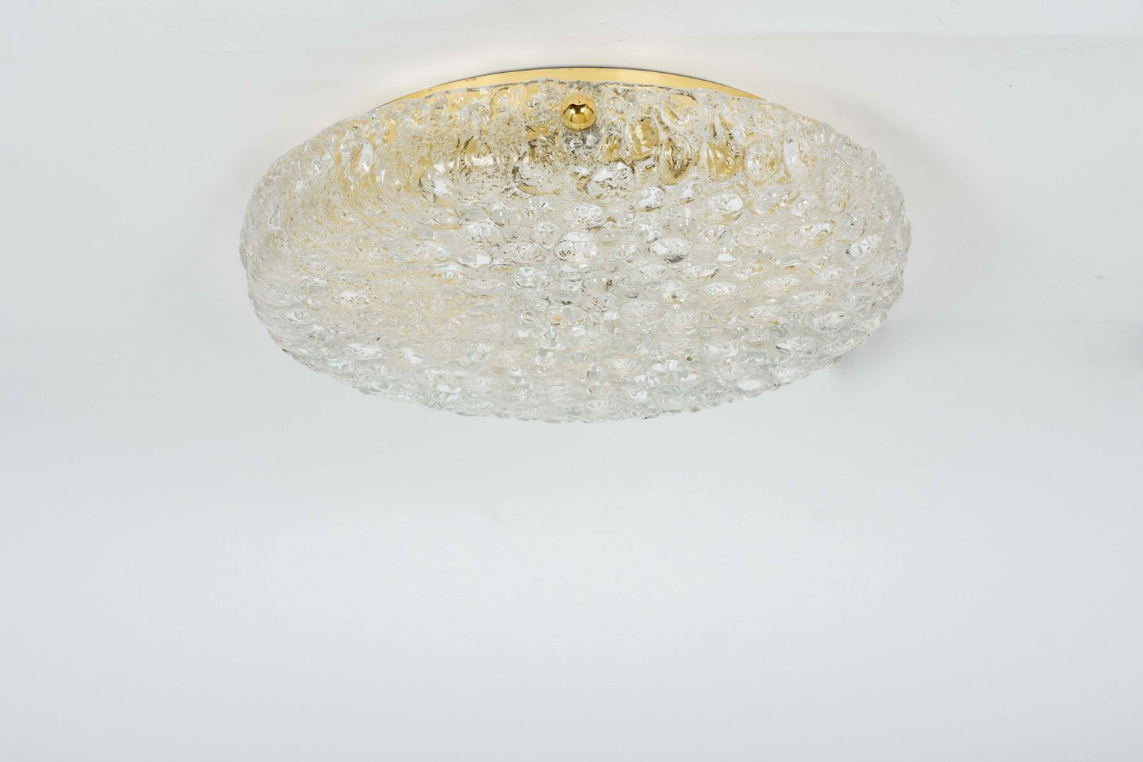 1 Of 3 Large Round Ice Glass Flushmount By Hillebrand, Germany, 1970s photo buy