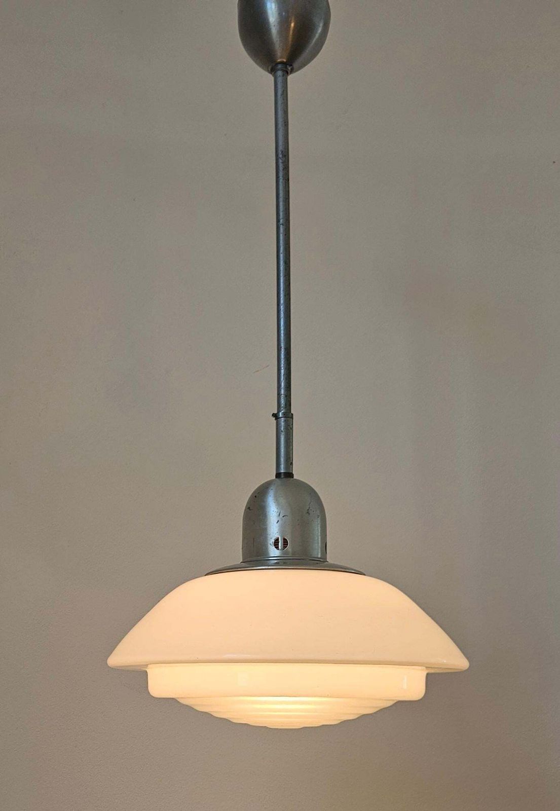 Lighting Rare Art Deco Bauhaus Or Functionalism Glass Pendant, Franta Anyz, 1930s photo
