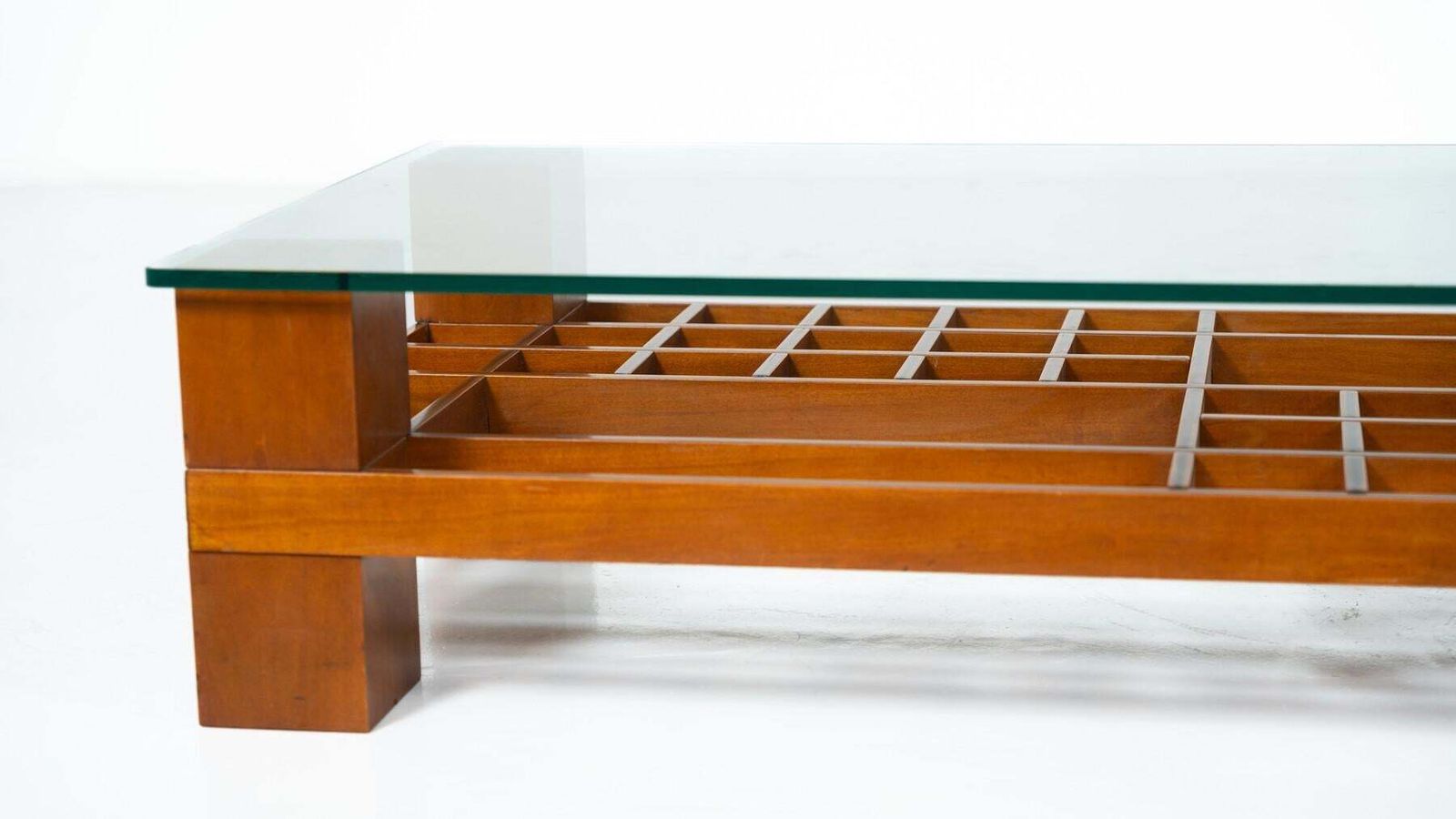 photo furniture Mid Century Modern Coffee Table, Wood And Glass, Italy, 1960s