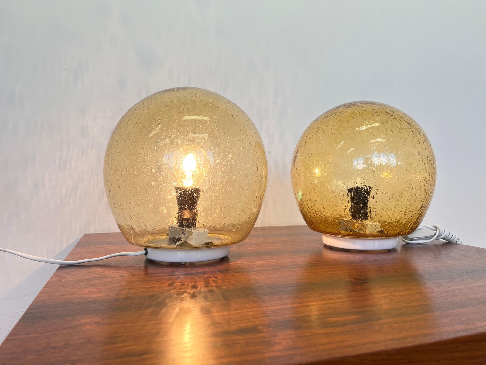 Pair Of Design Mid Century Artglass Table Lamps, 1980s   Czechoslovakia photo 690.0
