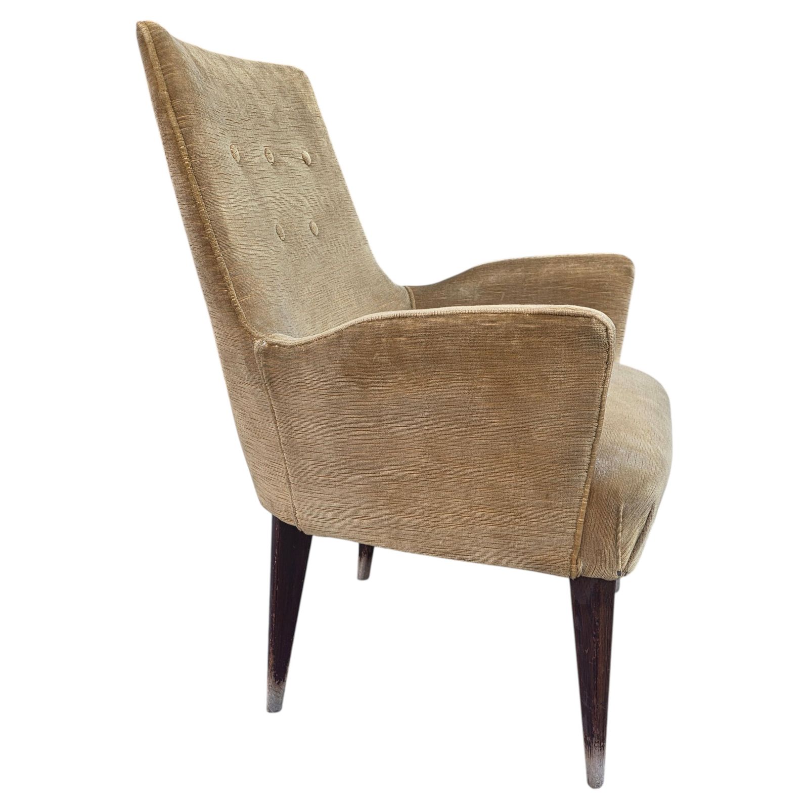 Small Armchair From 1950s Italy Wooden Feet And Velvet Fabric Old
