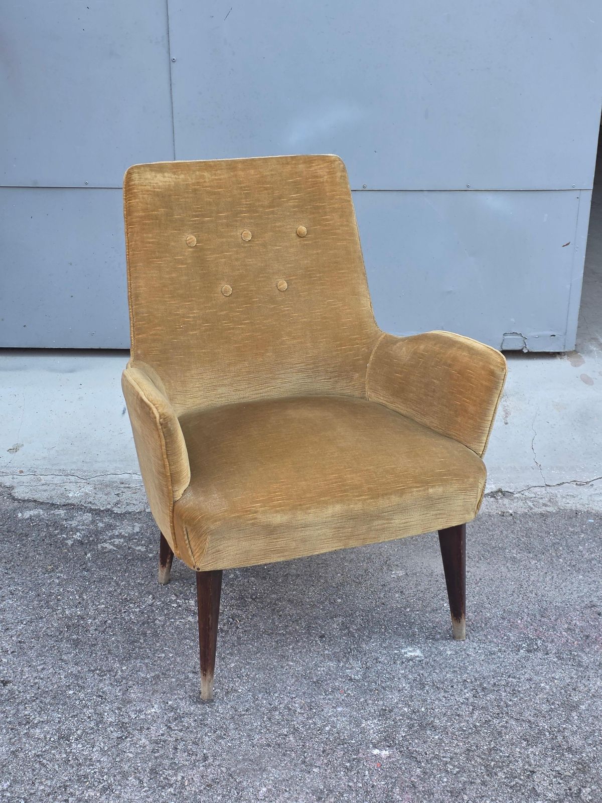 Small Armchair From 1950s Italy Wooden Feet And Velvet Fabric Old photo furniture